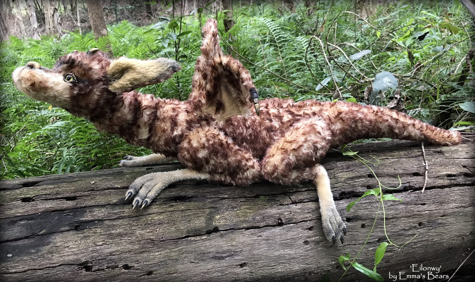 Eilonwy Dragon - 40" mohair dragon soft sculpture - OOAK by Emma's Bears