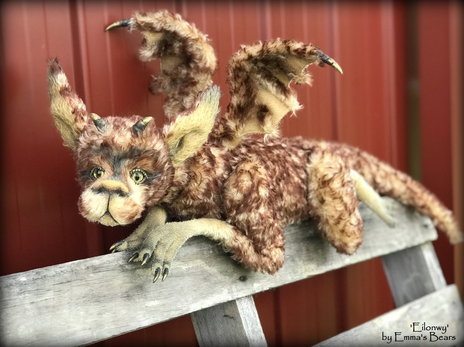 Eilonwy Dragon - 40" mohair dragon soft sculpture - OOAK by Emma's Bears