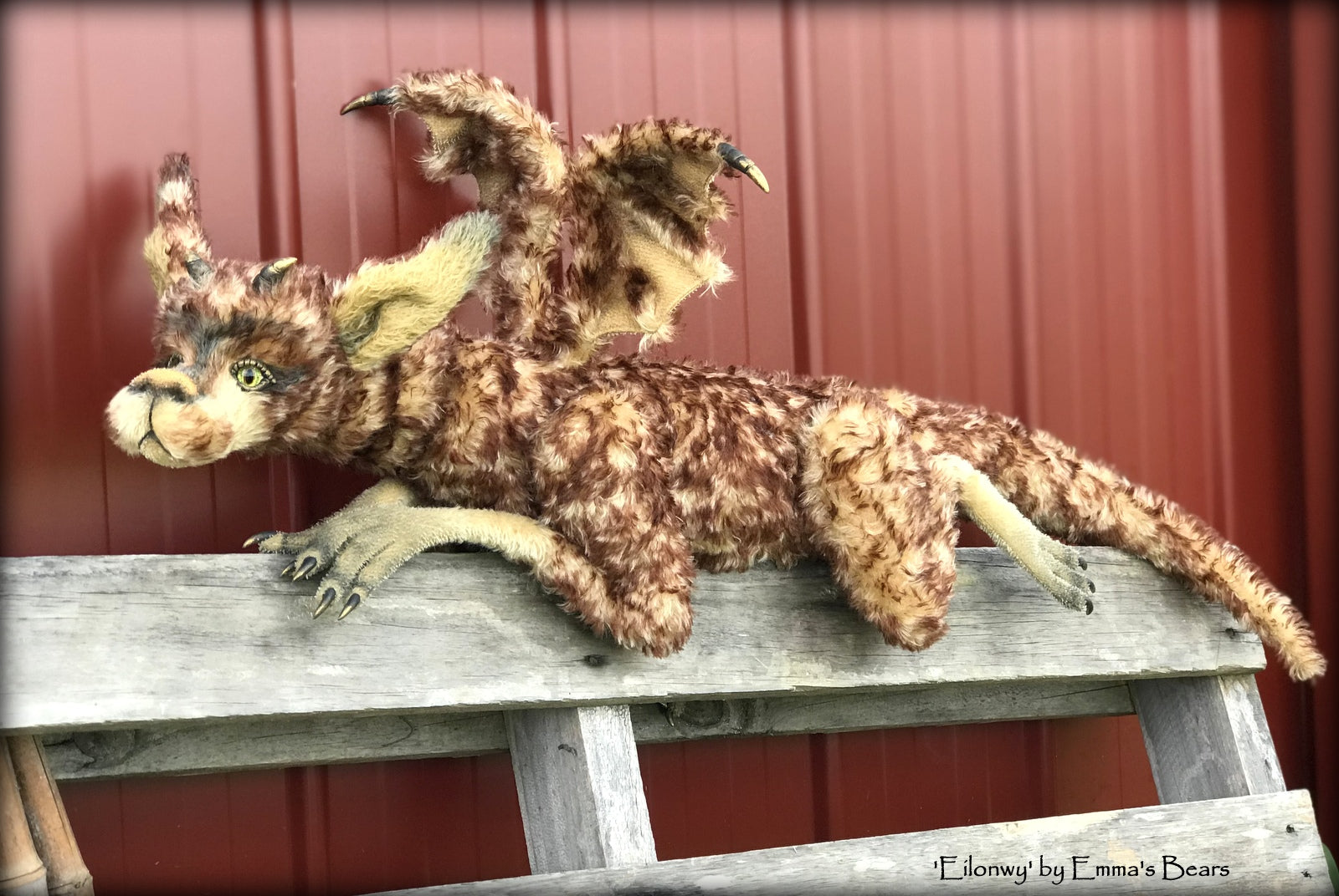 Eilonwy Dragon - 40" mohair dragon soft sculpture - OOAK by Emma's Bears