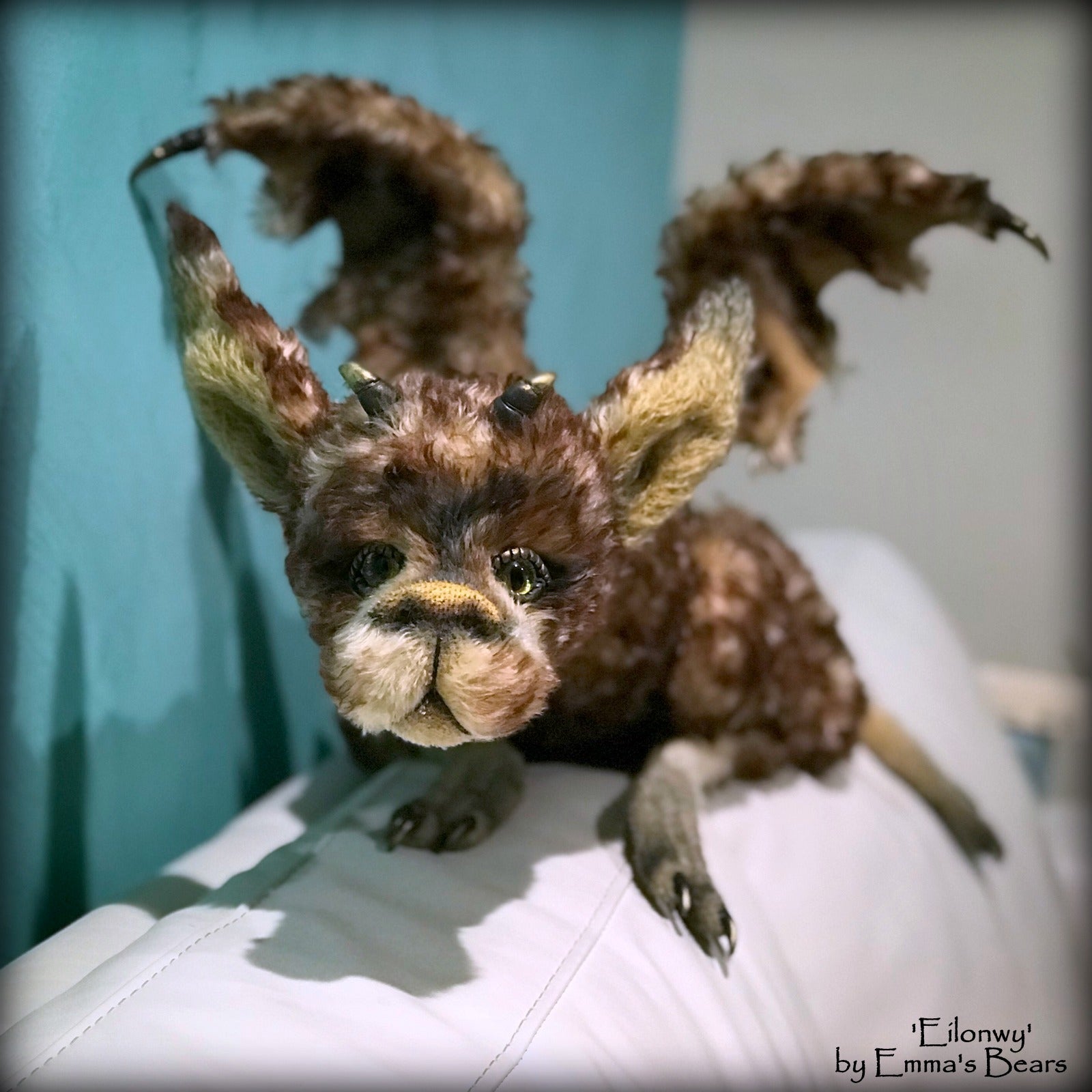 Eilonwy Dragon - 40" mohair dragon soft sculpture - OOAK by Emma's Bears