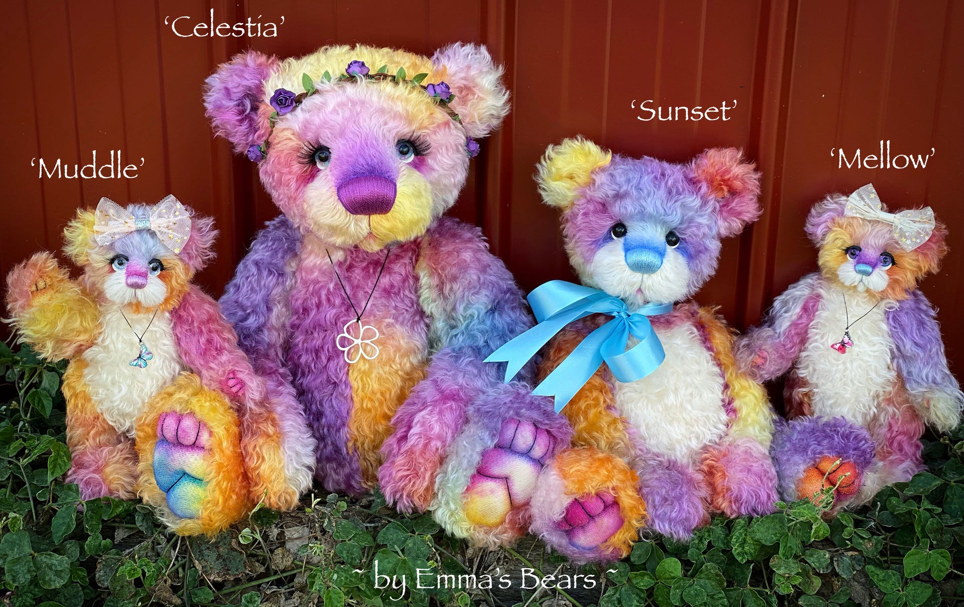 Celestia - 18" hand dyed curly kid mohair bear by Emmas Bears - OOAK