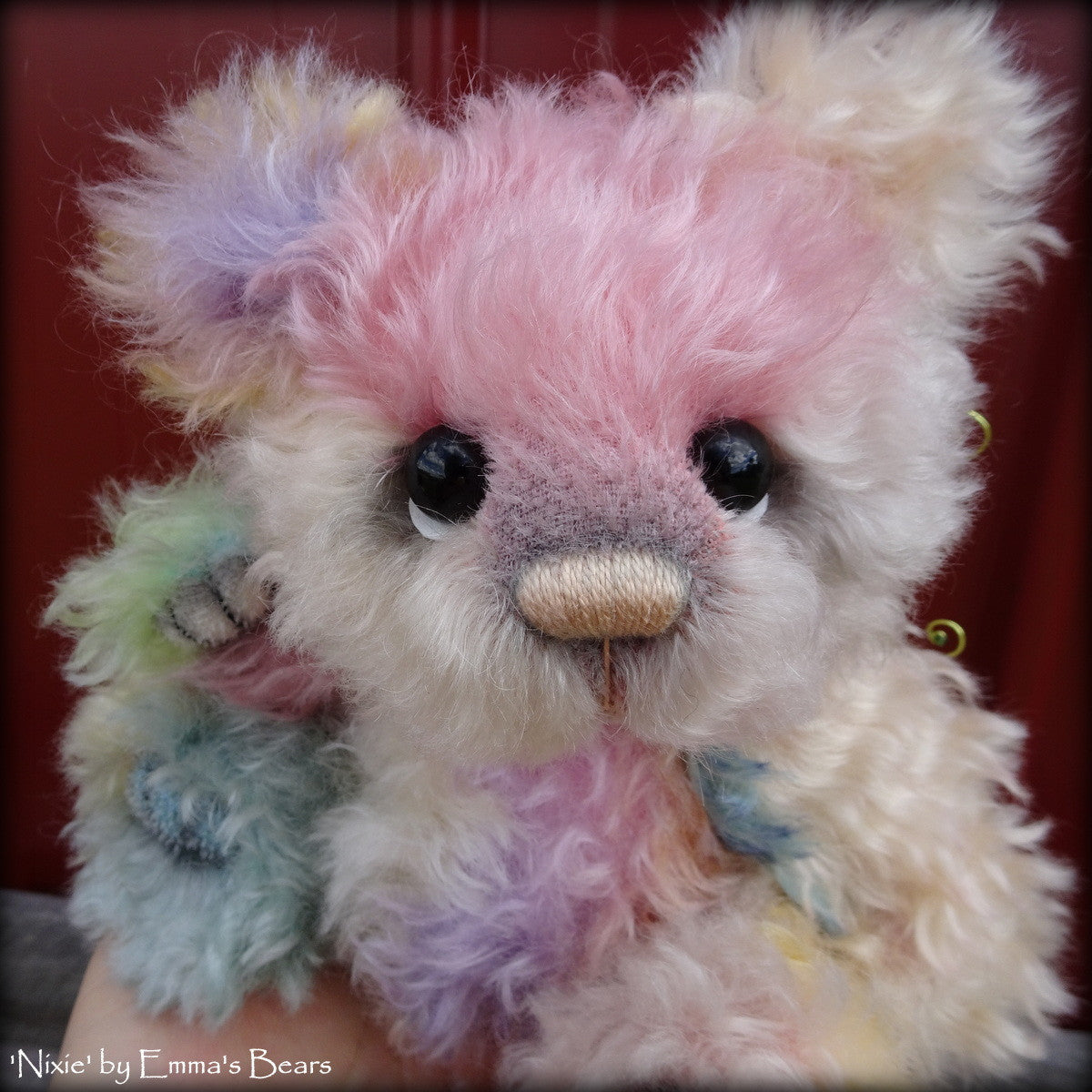 Nixie - 9IN hand dyed kid mohair bear by Emmas Bears - OOAK