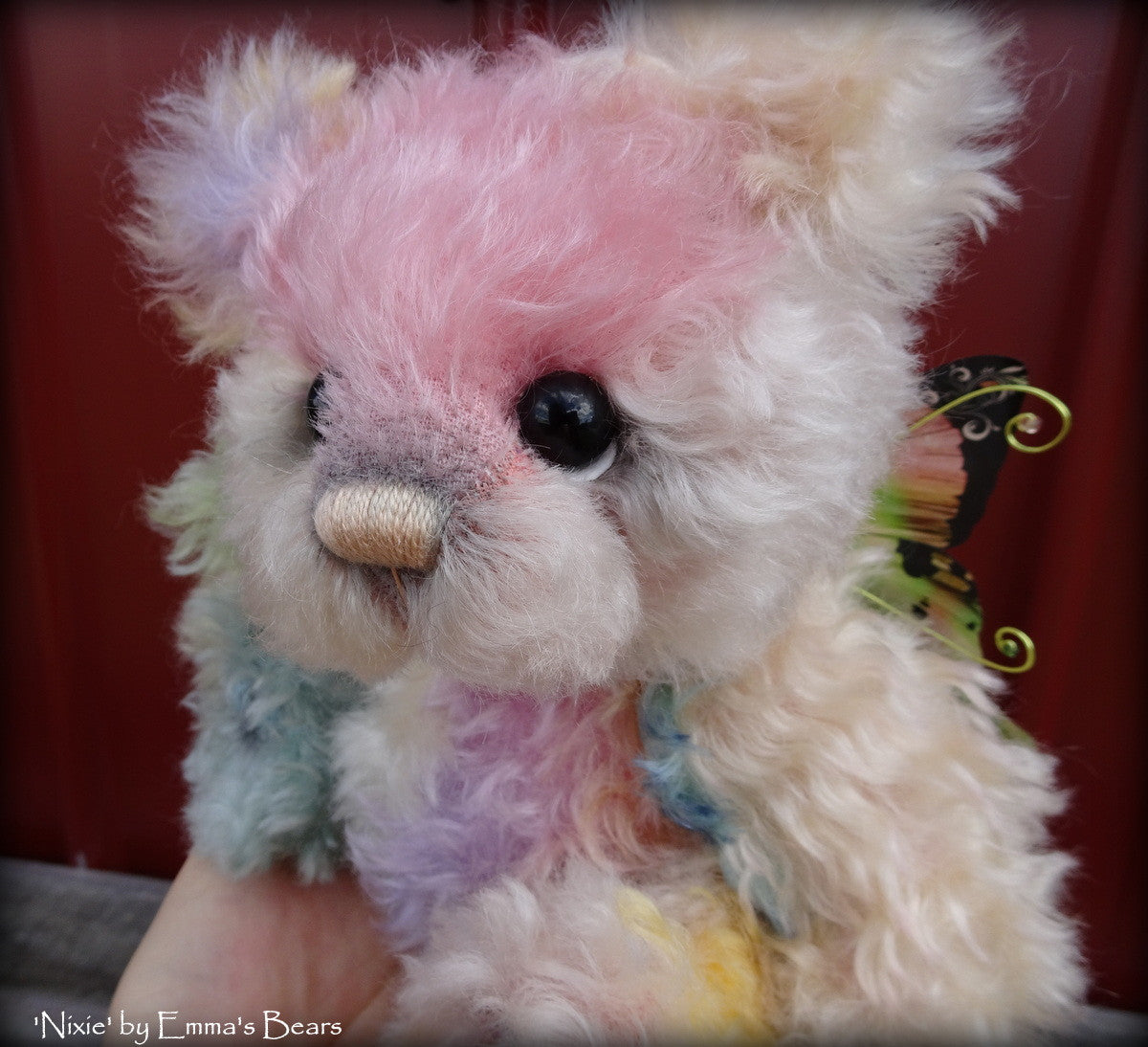 Nixie - 9IN hand dyed kid mohair bear by Emmas Bears - OOAK