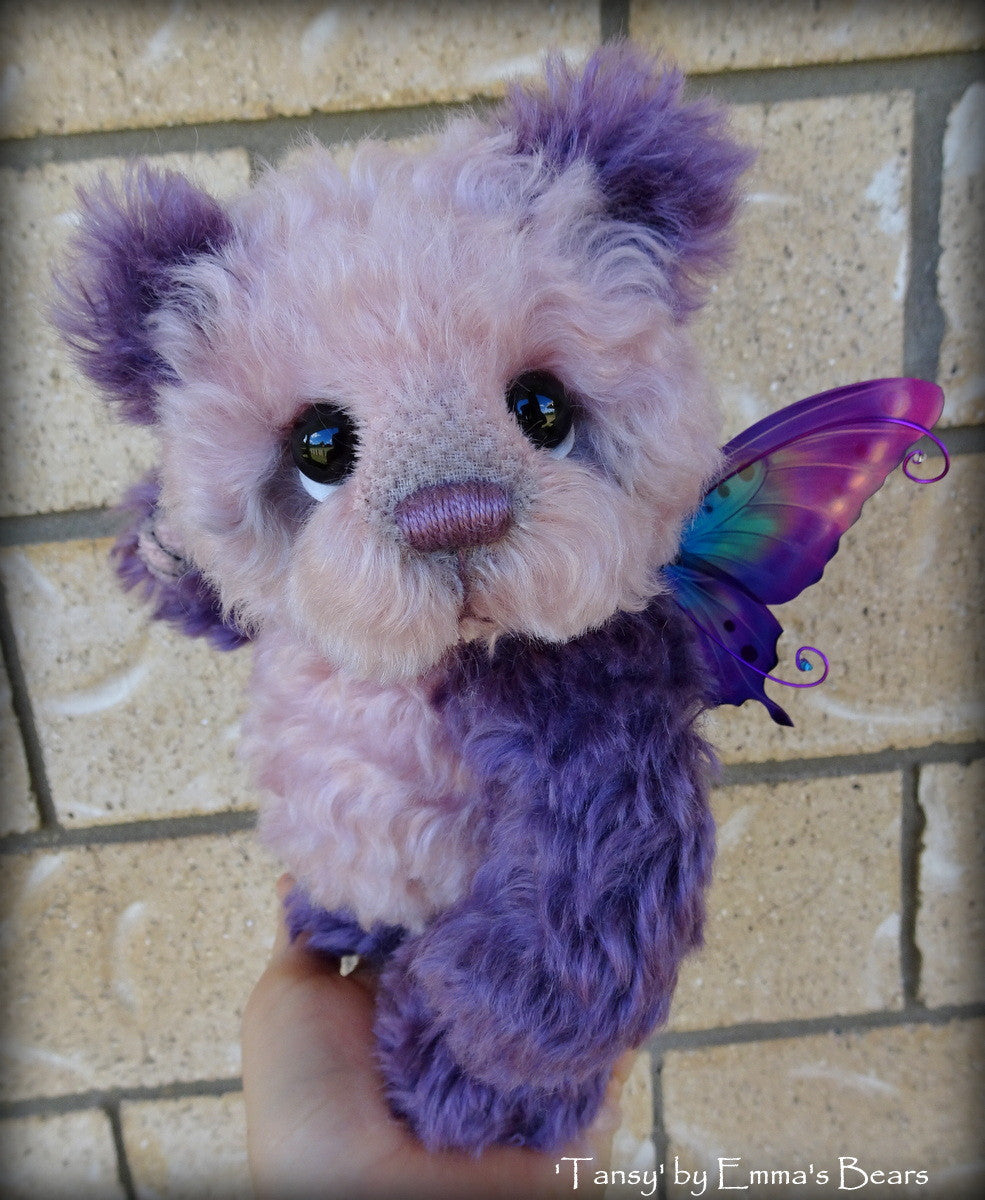 Tansy - 9IN hand dyed kid mohair bear by Emmas Bears - OOAK