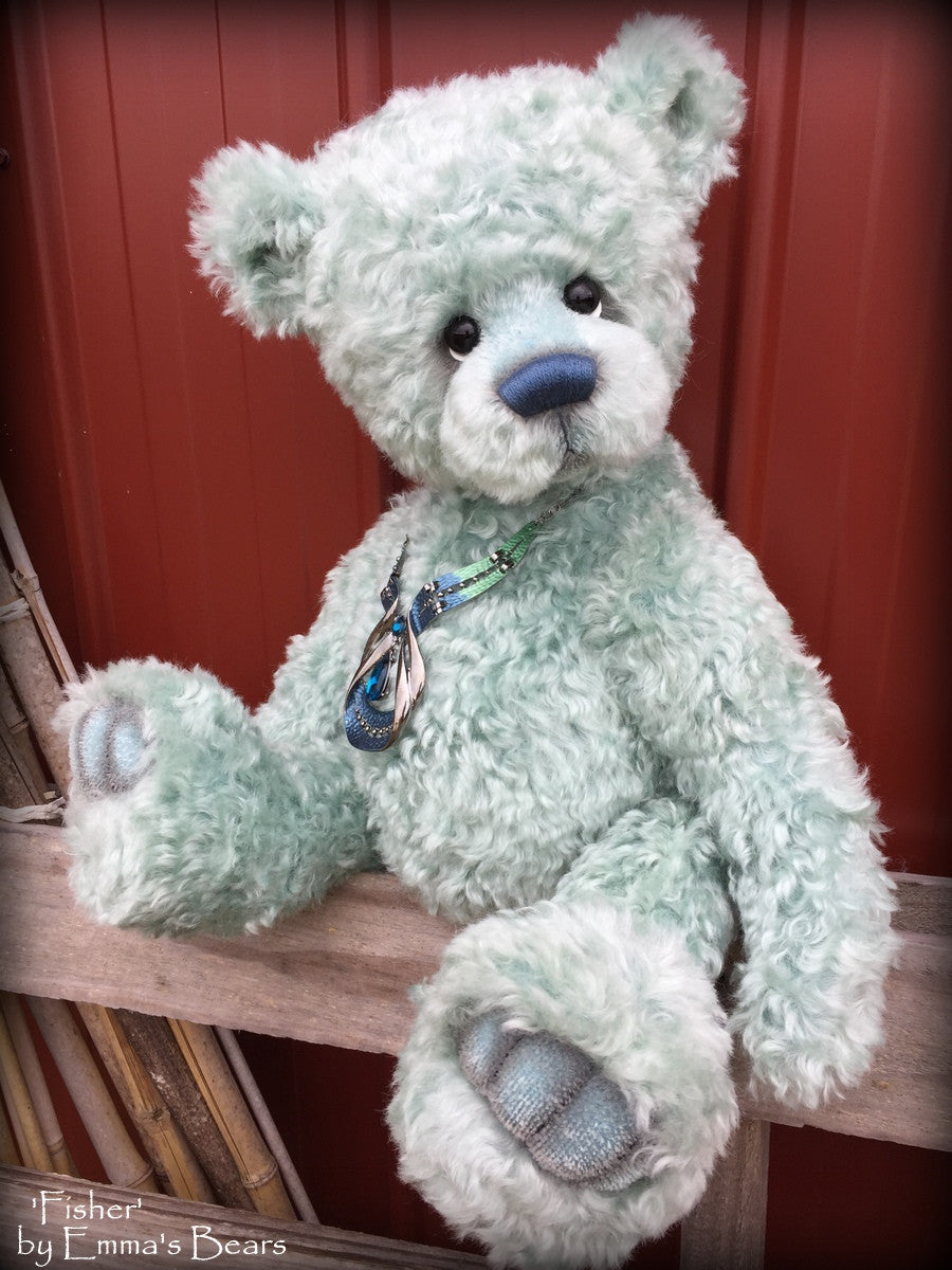 Fisher - 22IN hand dyed super curls mohair bear by Emmas Bears - OOAK