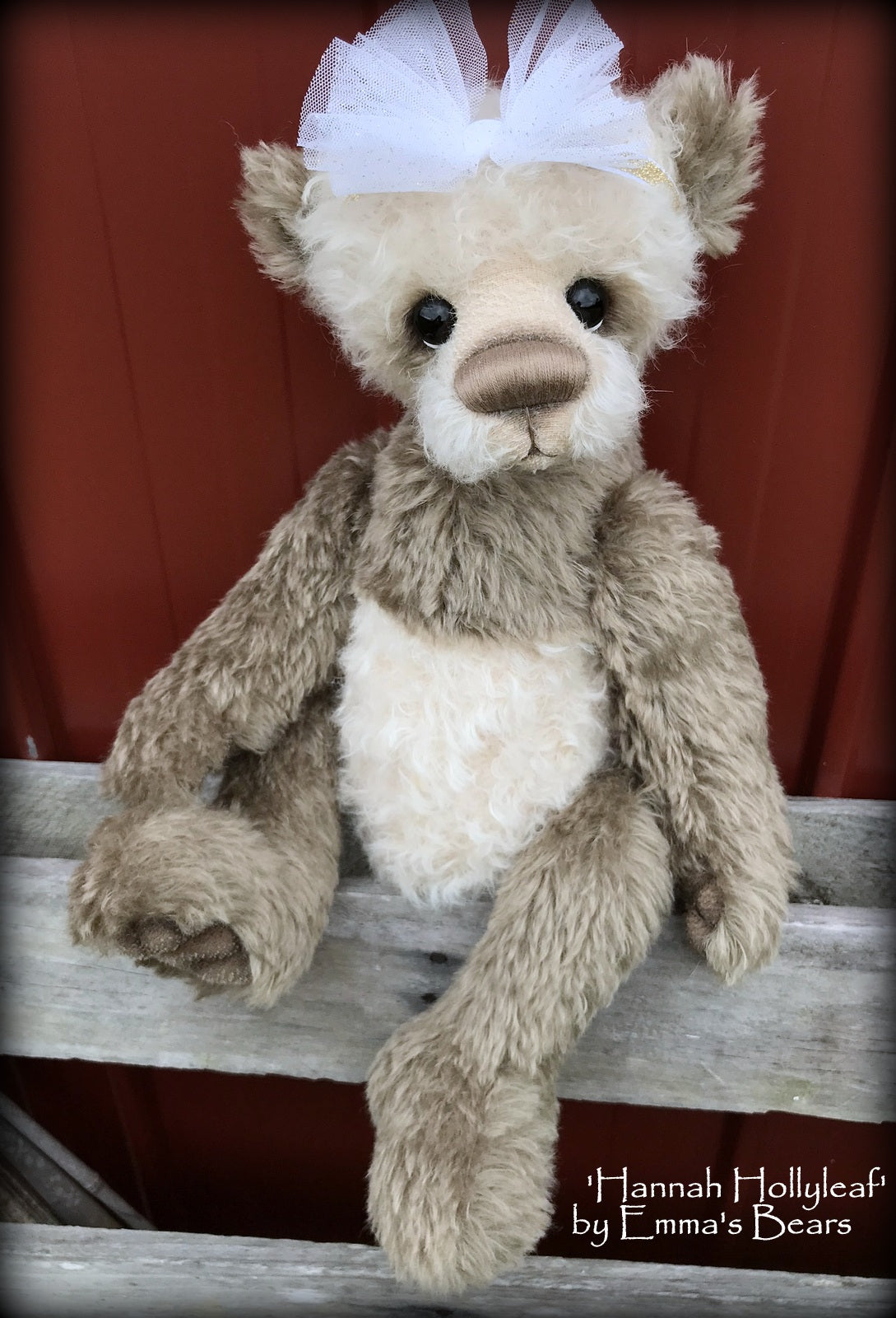 Hannah Hollyleaf - 18" MOHAIR Artist toddler style Panda Bear by Emma's Bears - OOAK