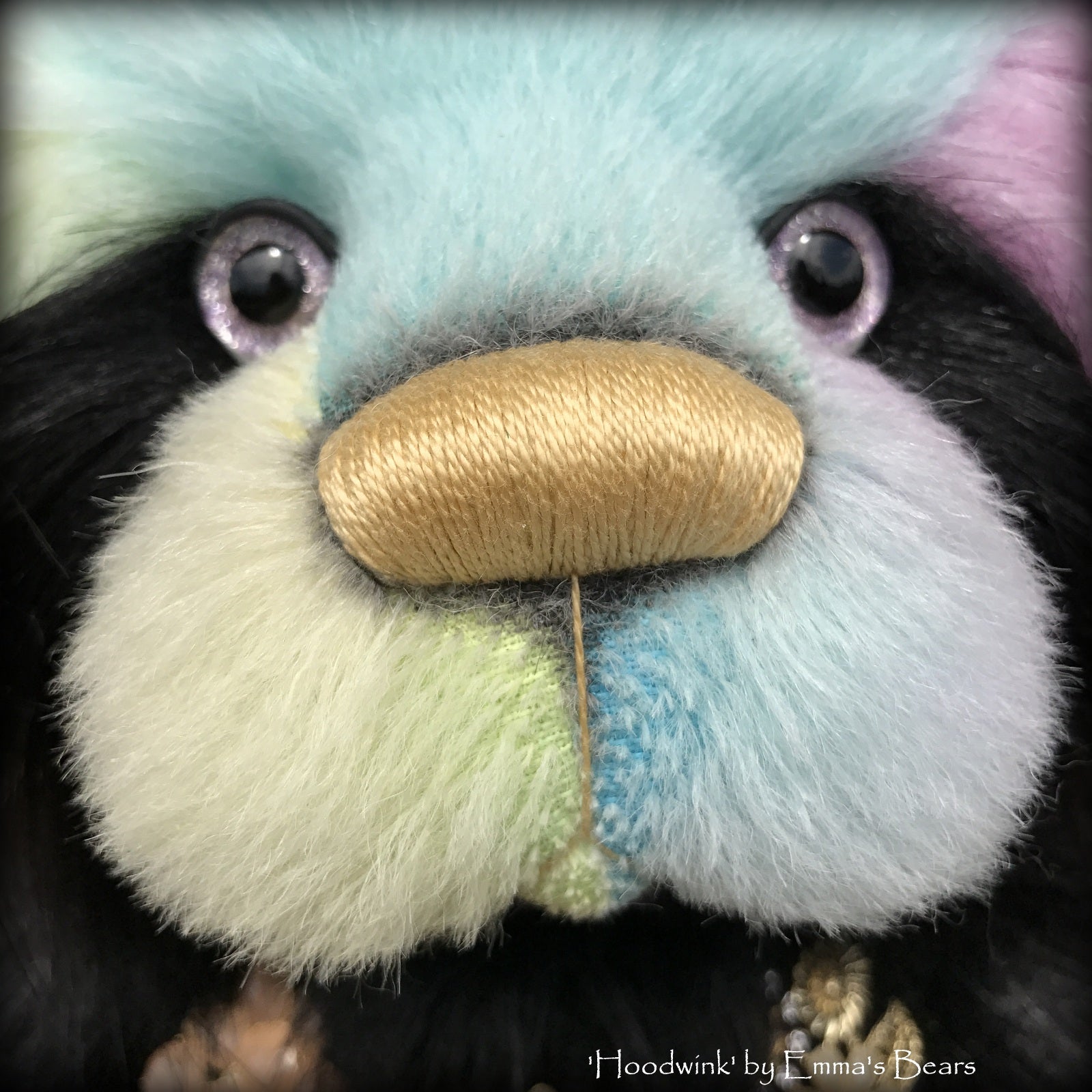 Hoodwink - 19" rainbow alpaca and faux fur artist bear by Emma's Bears  - OOAK