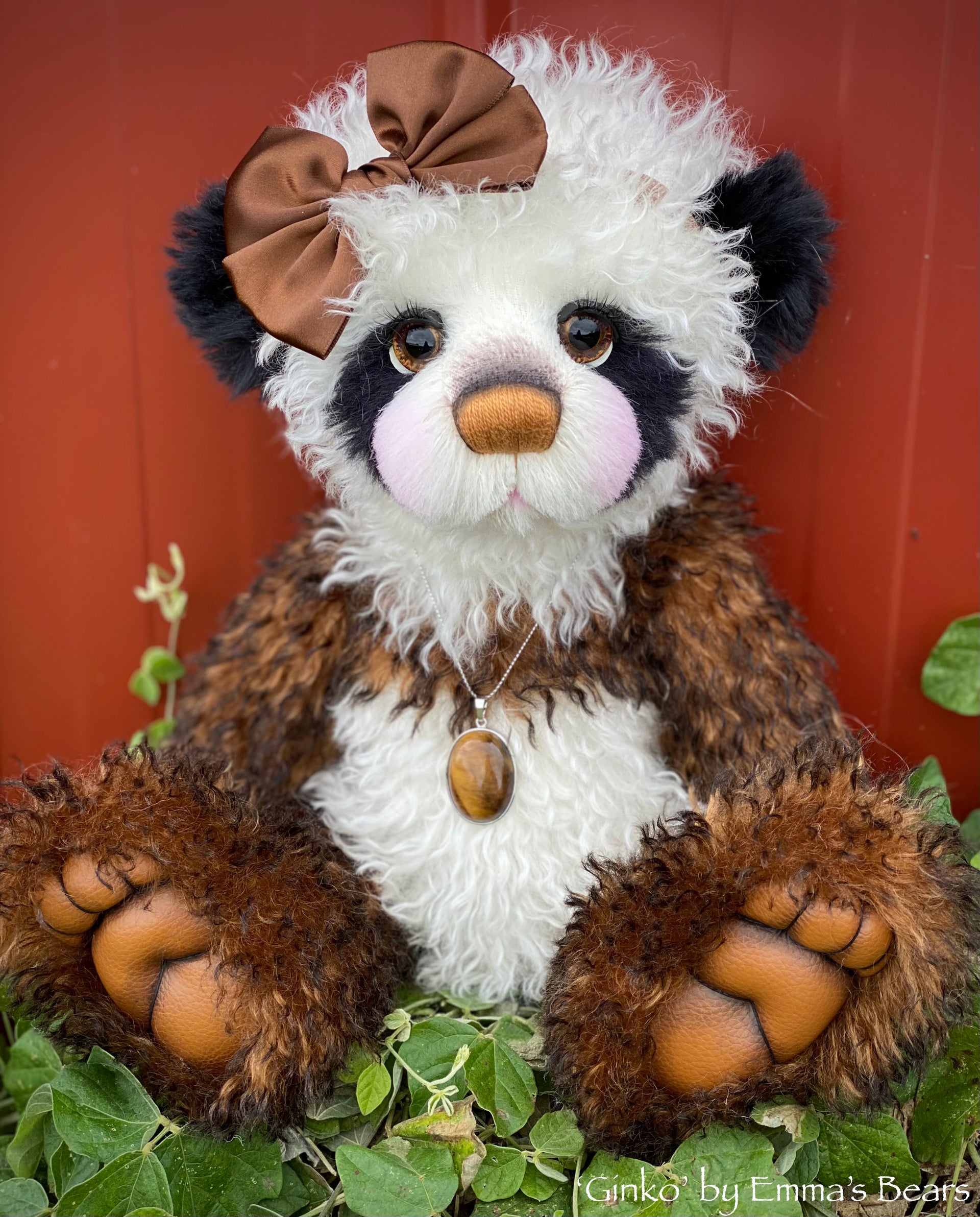 Ginko - 17" mohair artist panda bear by Emma's Bears  - OOAK