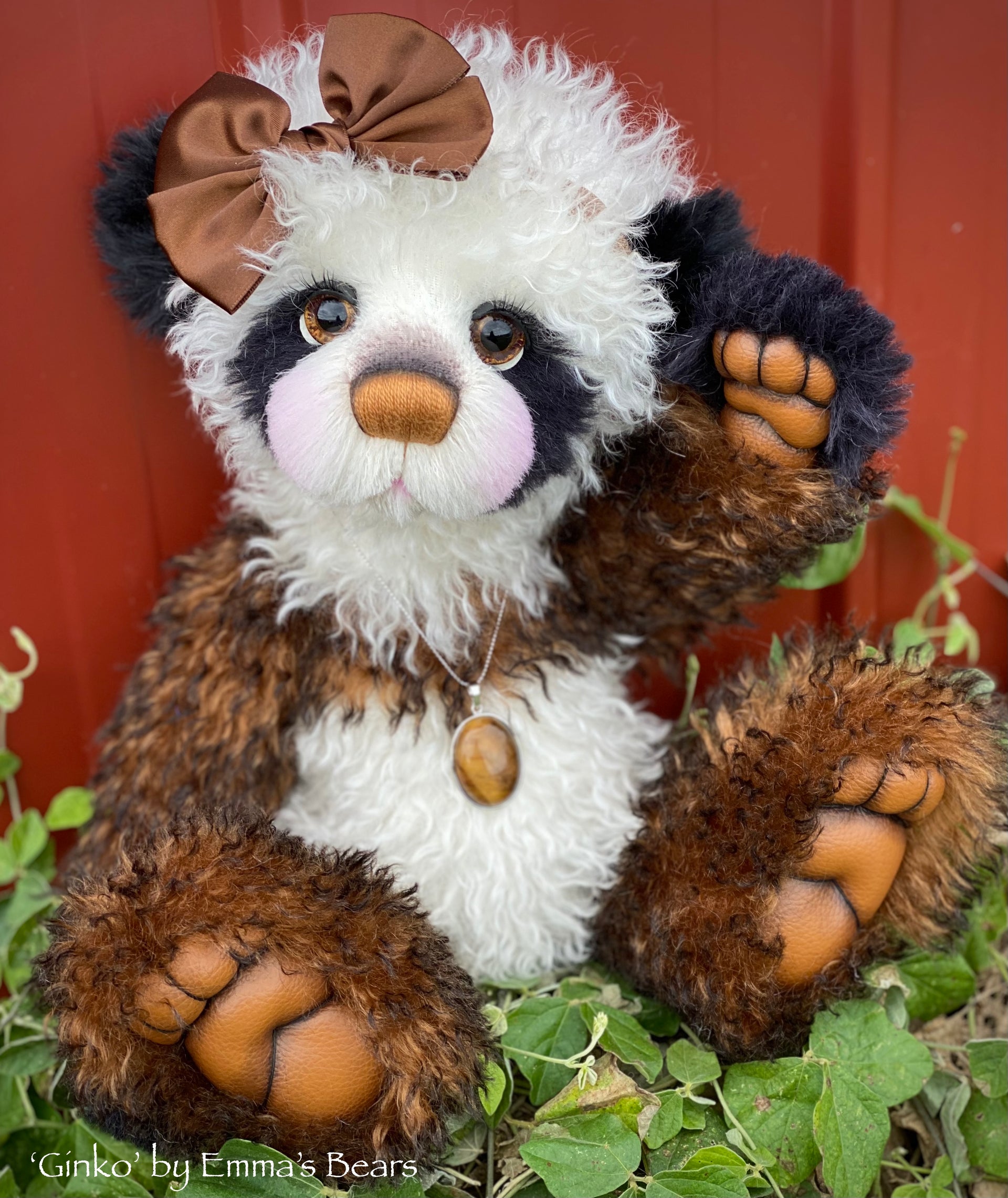 Ginko - 17" mohair artist panda bear by Emma's Bears  - OOAK