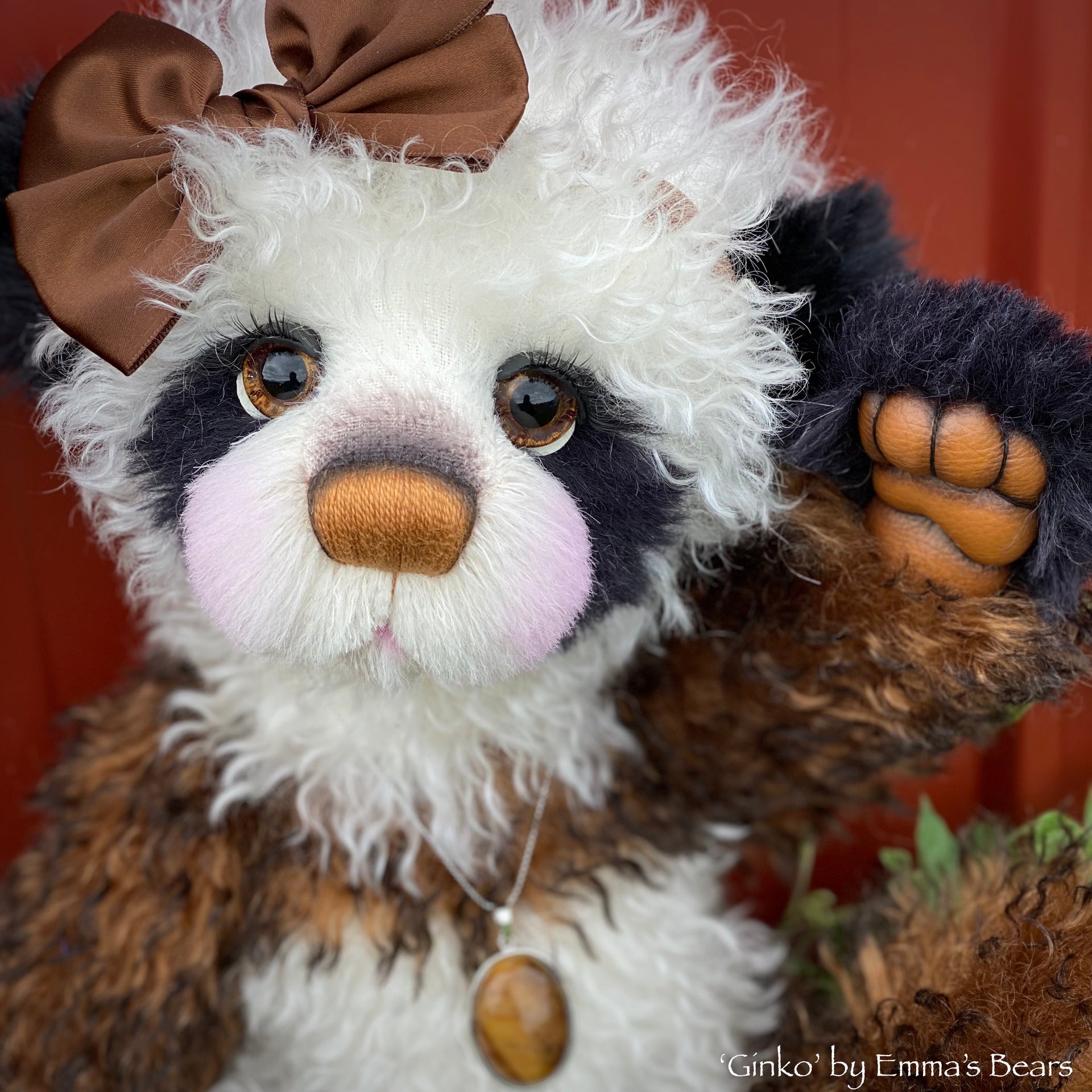 Ginko - 17" mohair artist panda bear by Emma's Bears  - OOAK