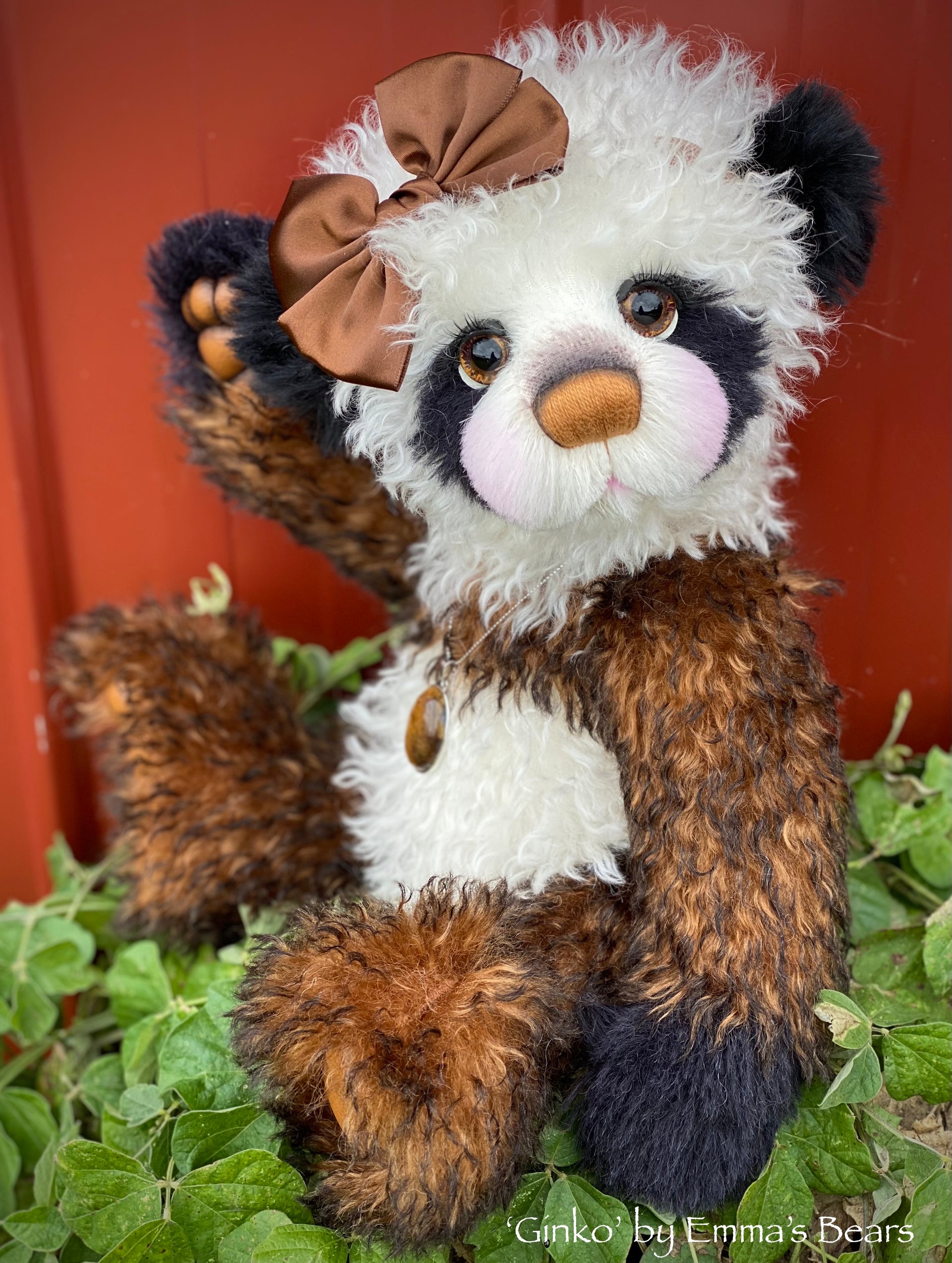 Ginko - 17" mohair artist panda bear by Emma's Bears  - OOAK