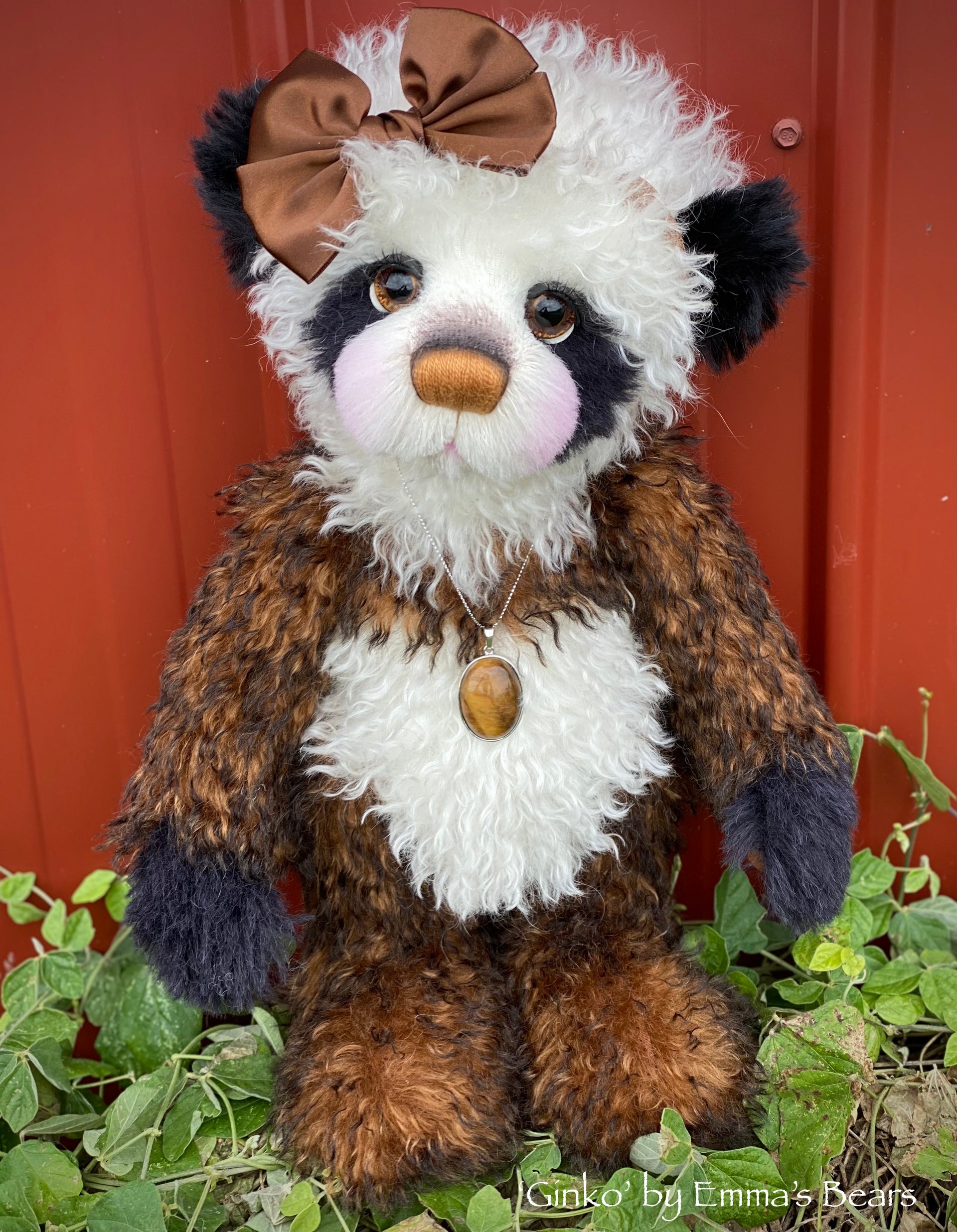 Ginko - 17" mohair artist panda bear by Emma's Bears  - OOAK