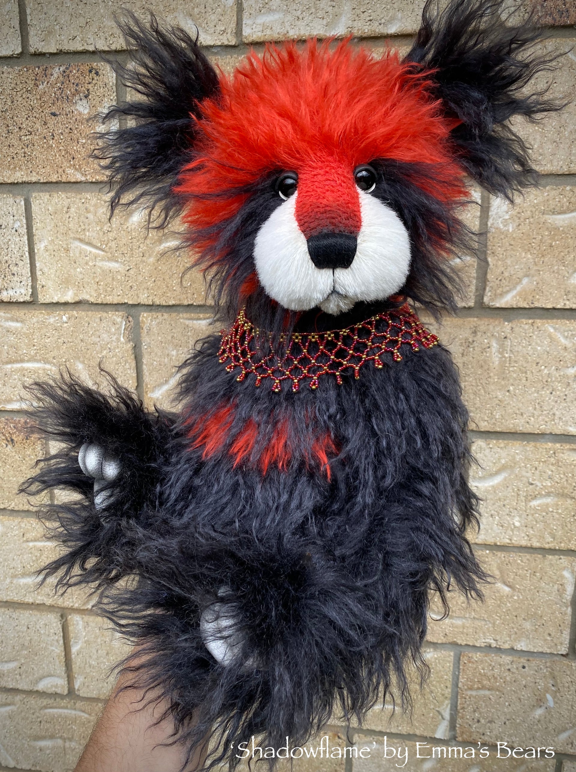 Shadowflame - 19" mohair artist panda bear by Emma's Bears  - OOAK