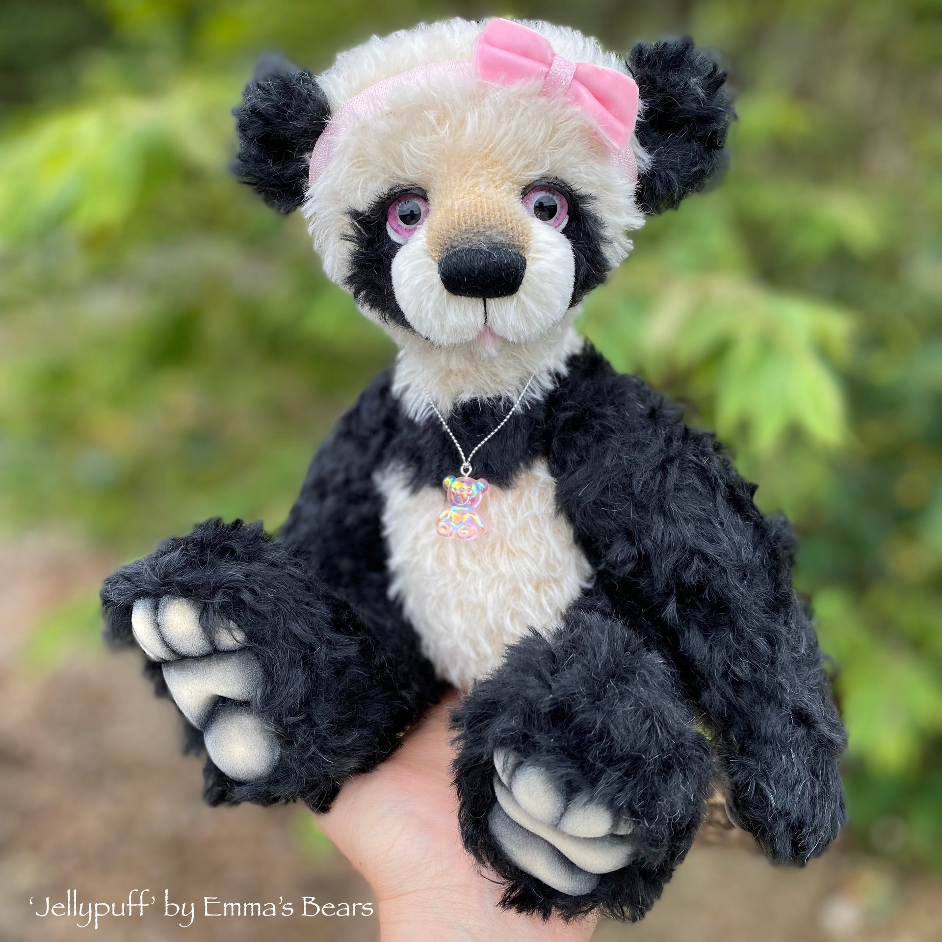 Jellypuff - 13" mohair artist panda bear by Emma's Bears  - OOAK