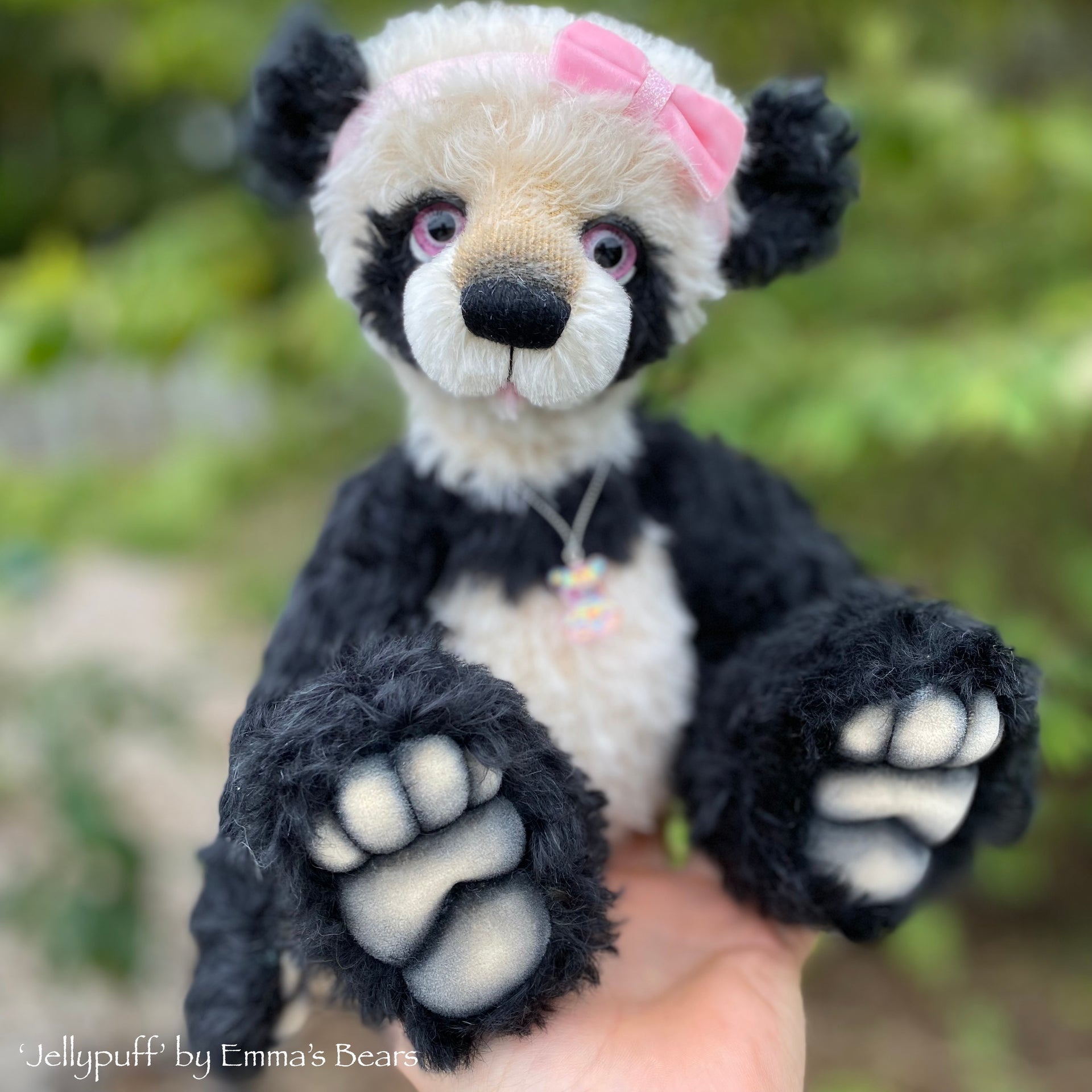 Jellypuff - 13" mohair artist panda bear by Emma's Bears  - OOAK