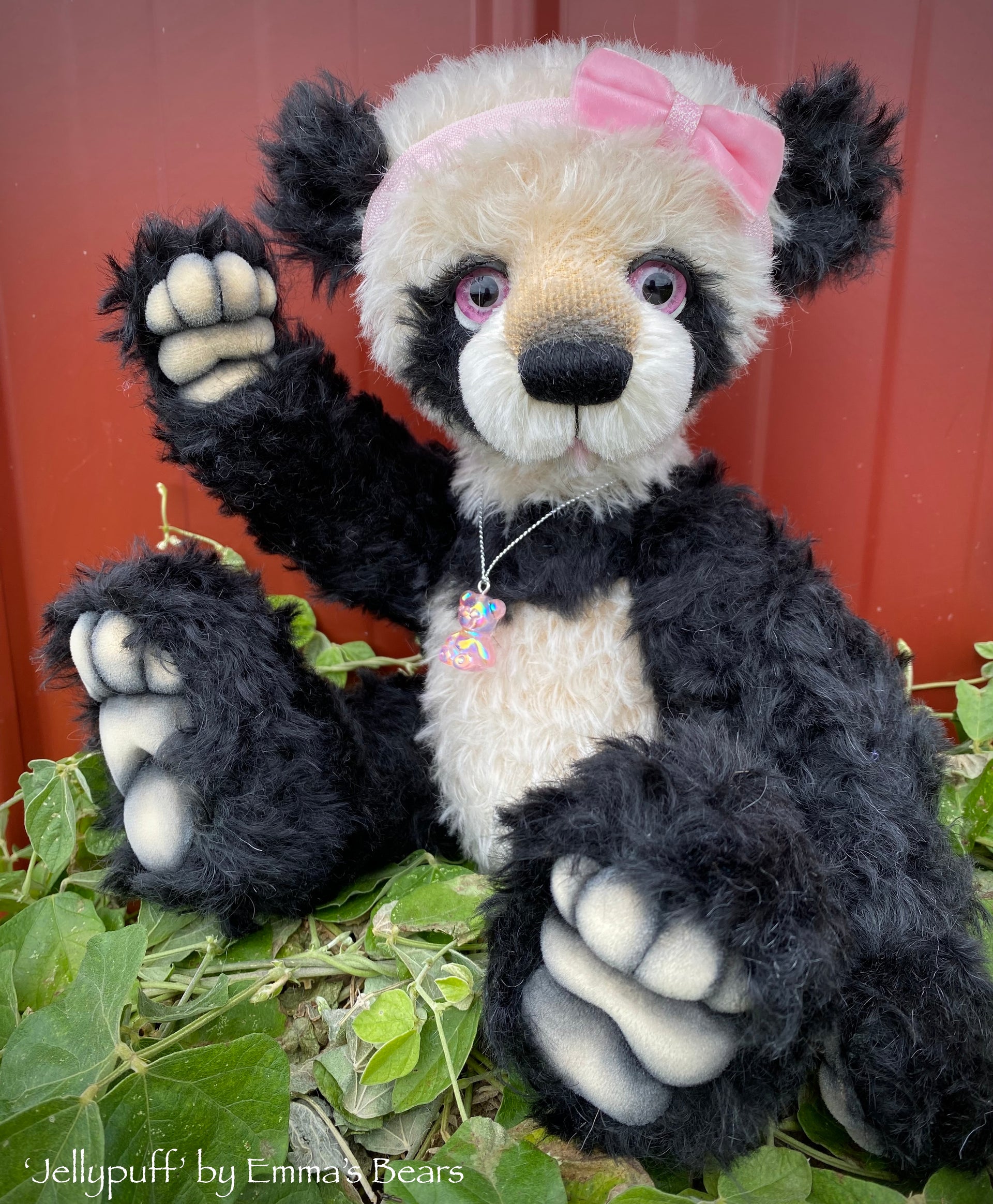 Jellypuff - 13" mohair artist panda bear by Emma's Bears  - OOAK