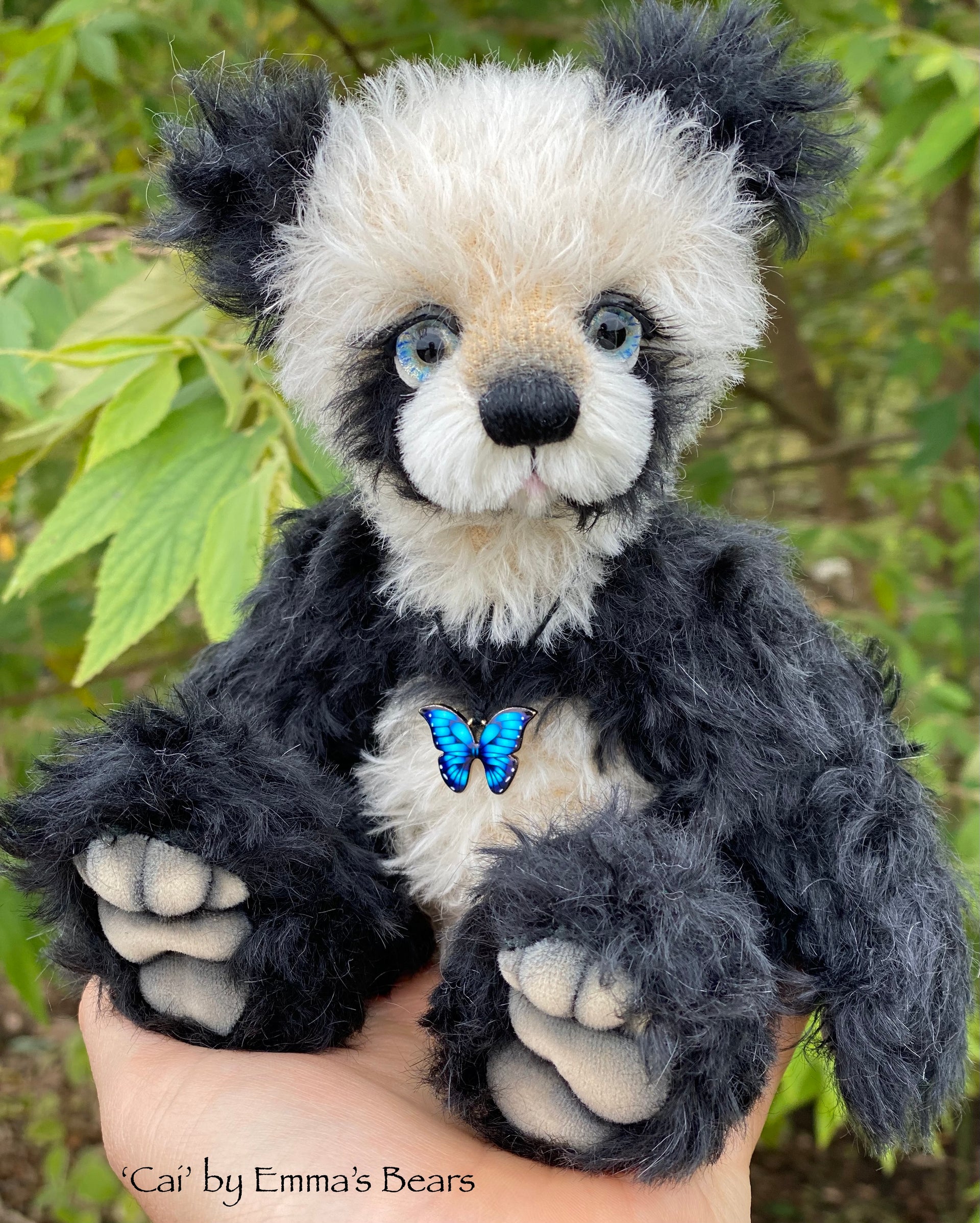 Cai - 9" mohair artist panda bear by Emma's Bears  - OOAK