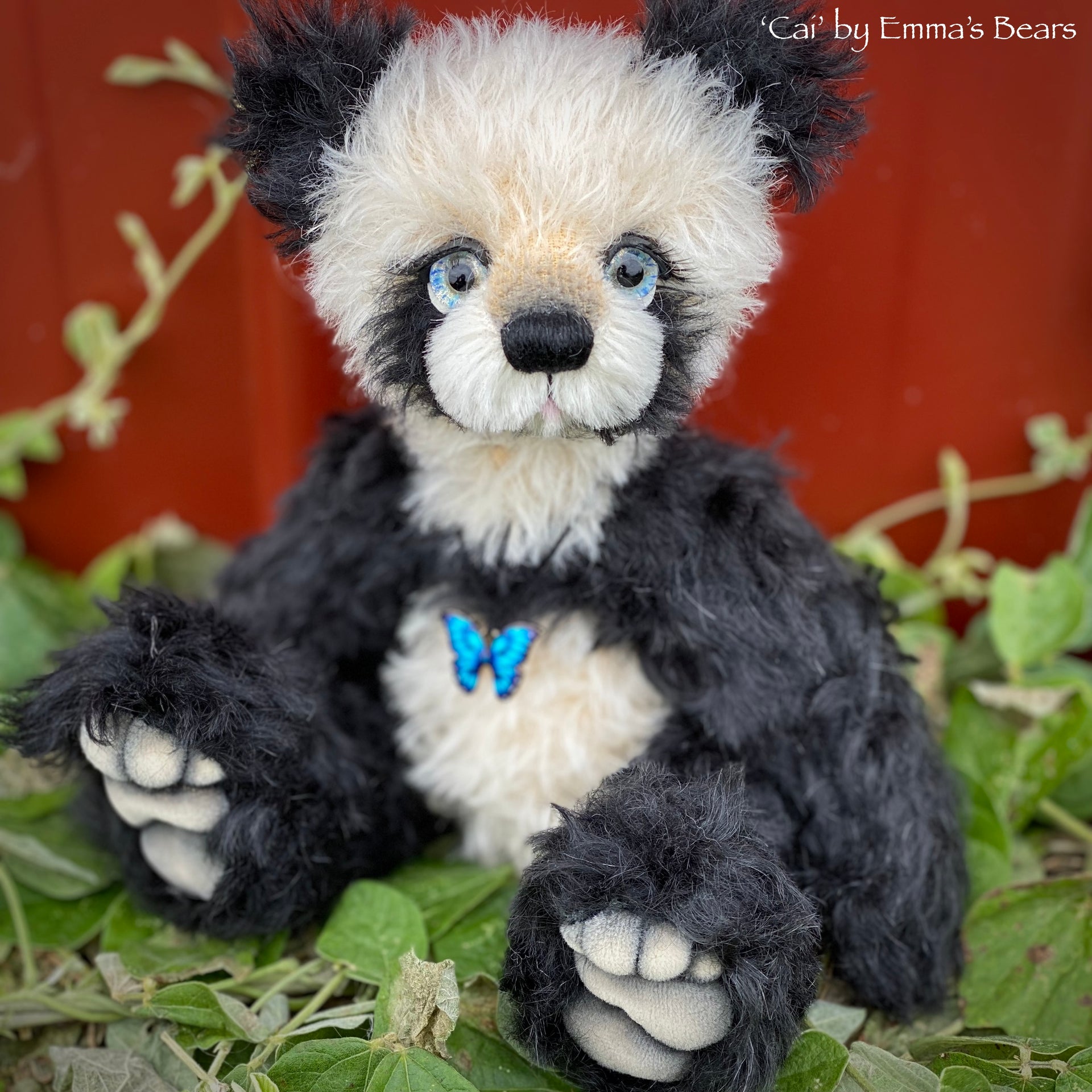 Cai - 9" mohair artist panda bear by Emma's Bears  - OOAK