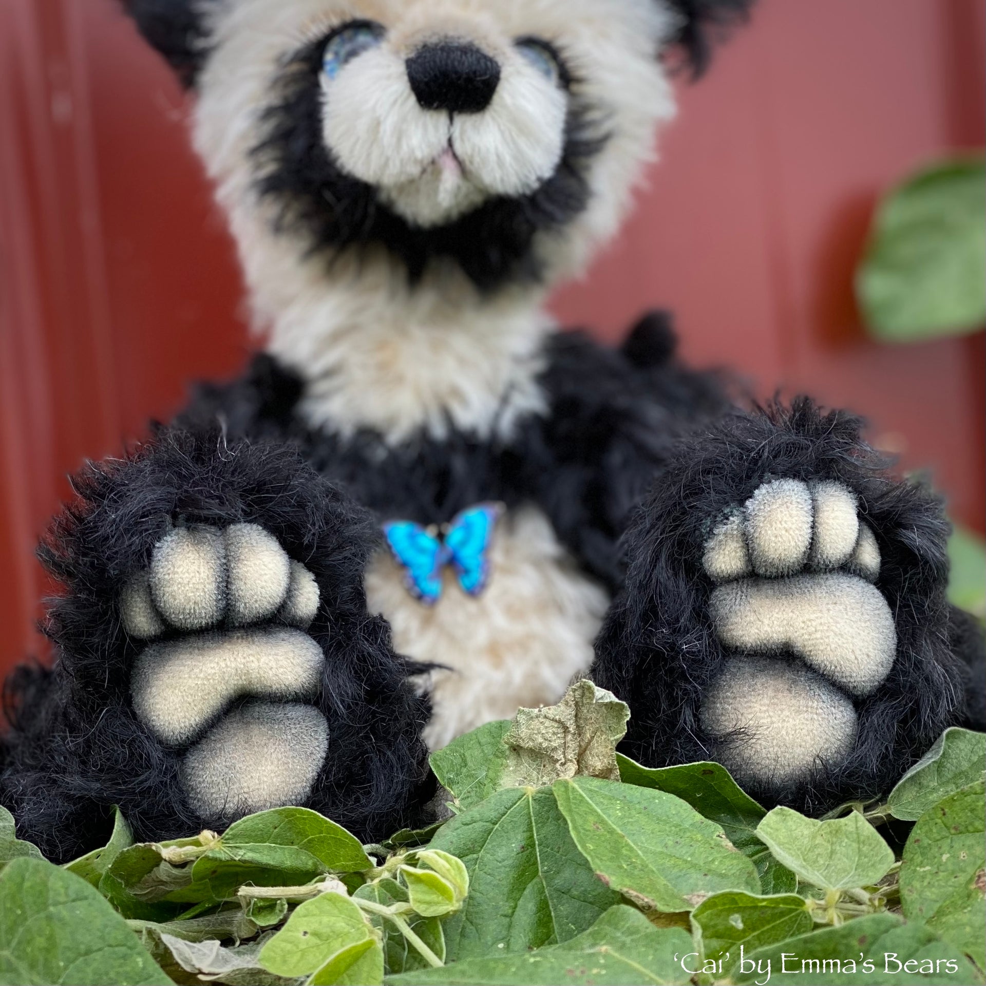 Cai - 9" mohair artist panda bear by Emma's Bears  - OOAK