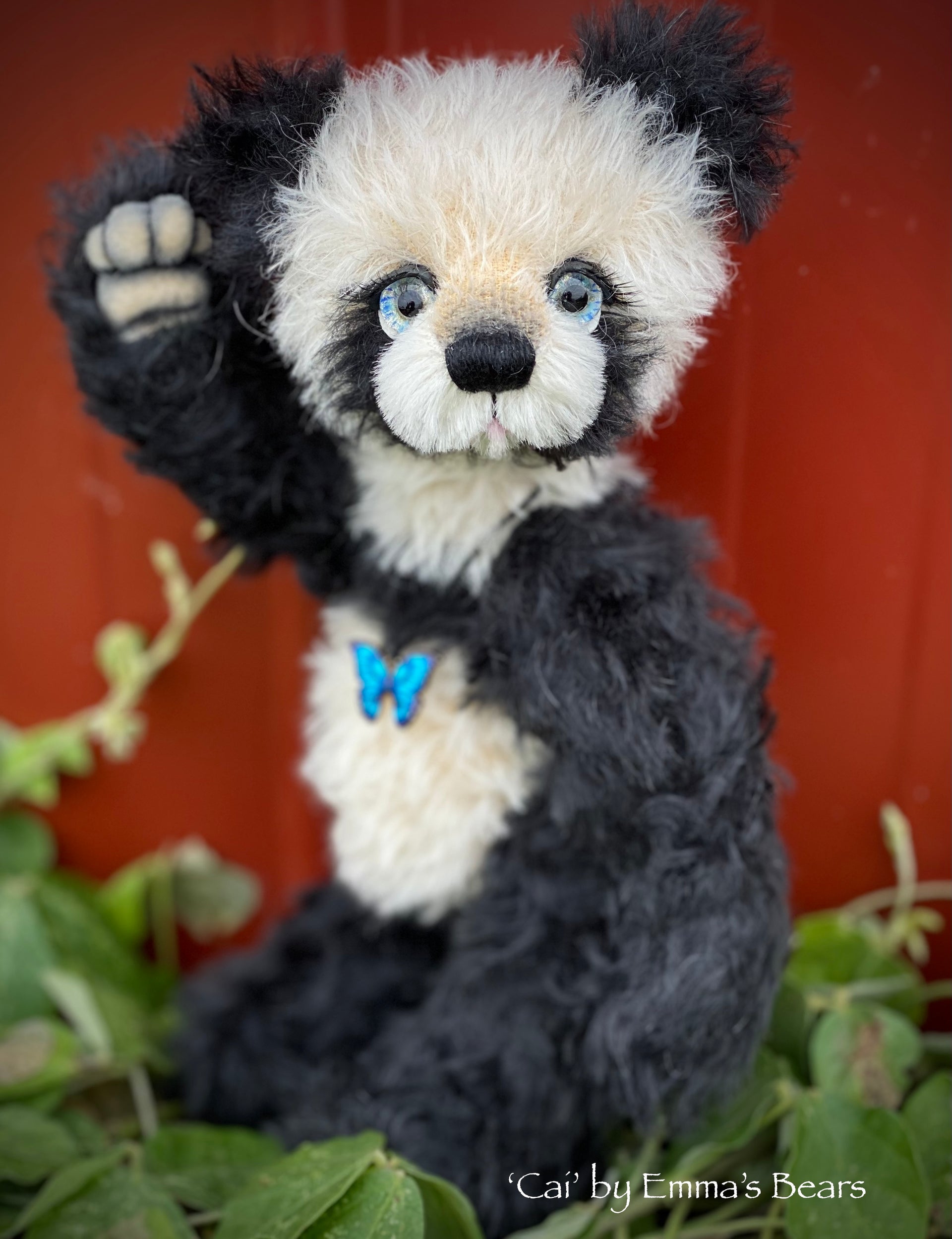 Cai - 9" mohair artist panda bear by Emma's Bears  - OOAK