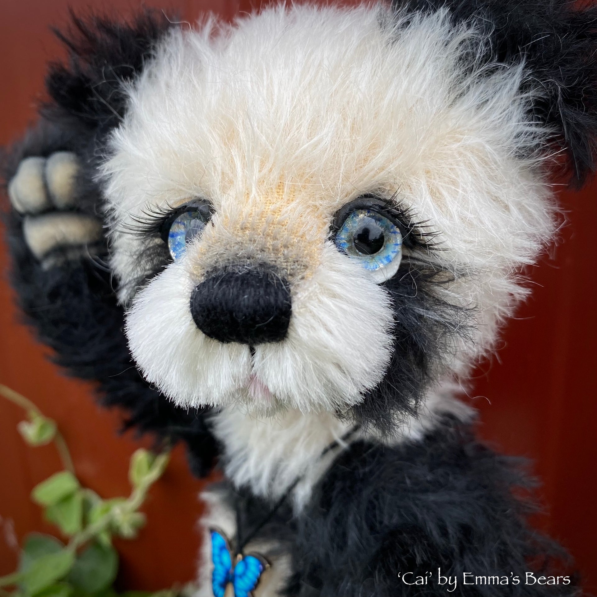 Cai - 9" mohair artist panda bear by Emma's Bears  - OOAK