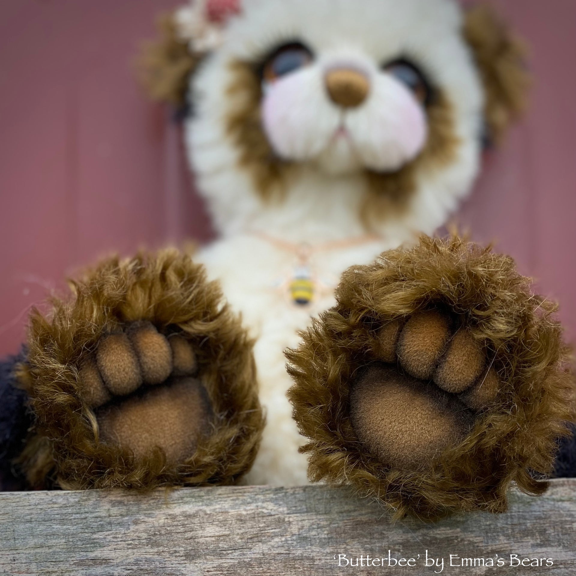 Butterbee - 12" curly kid mohair artist panda bear by Emma's Bears  - OOAK