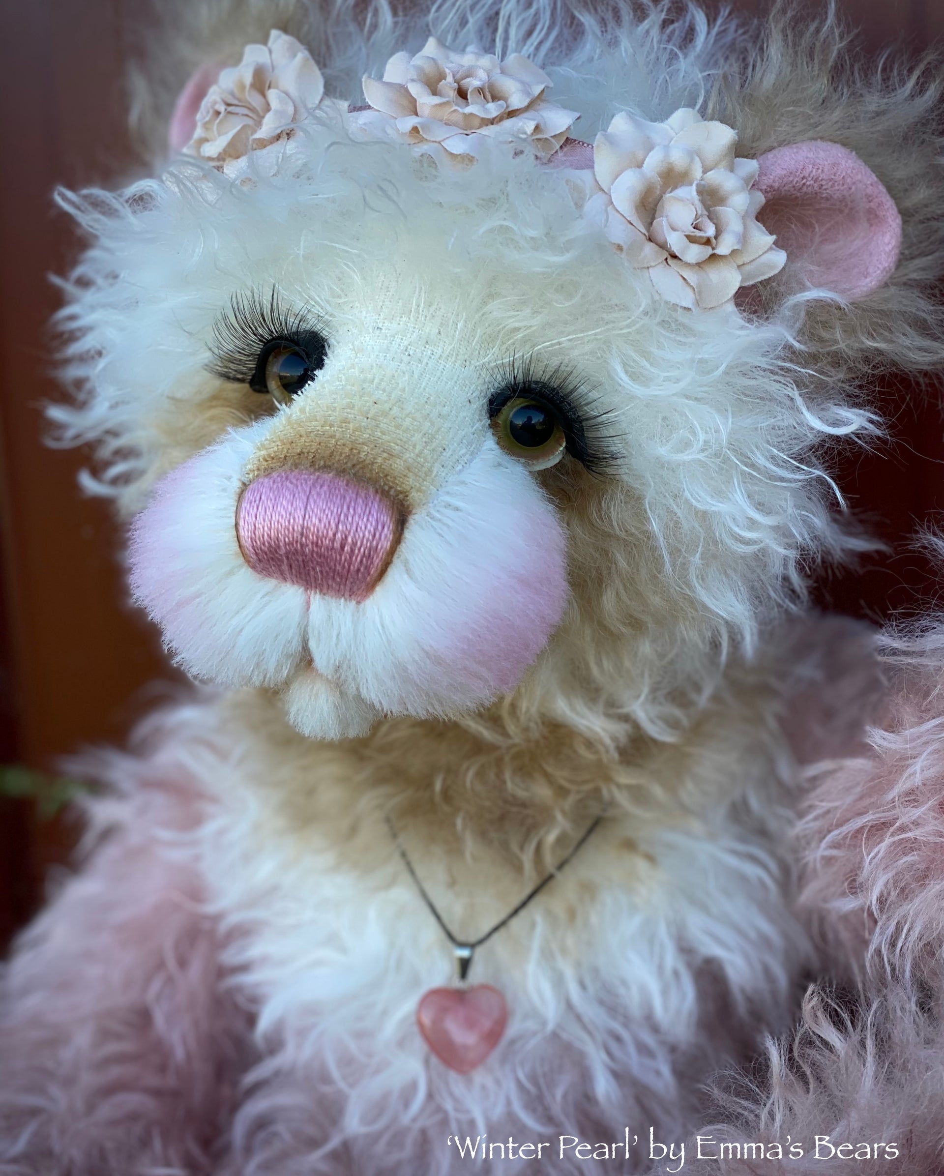 Winter Pearl - 18" Hand-Dyed Mohair Artist Baby Bear by Emma's Bears - OOAK