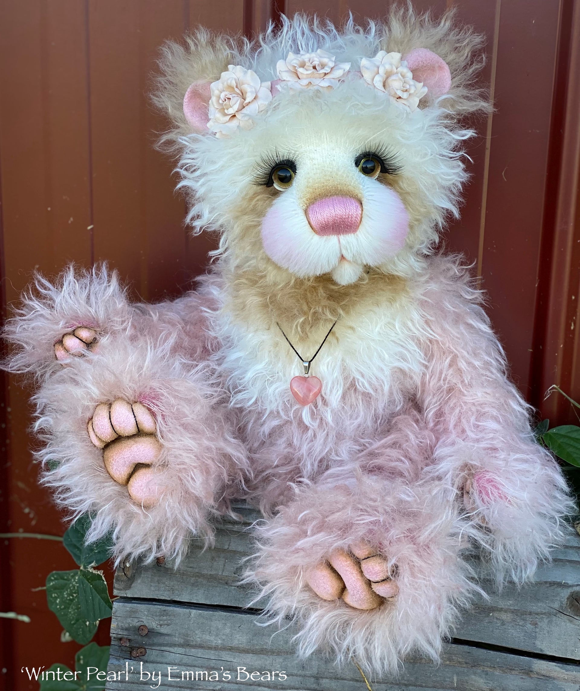 Winter Pearl - 18" Hand-Dyed Mohair Artist Baby Bear by Emma's Bears - OOAK