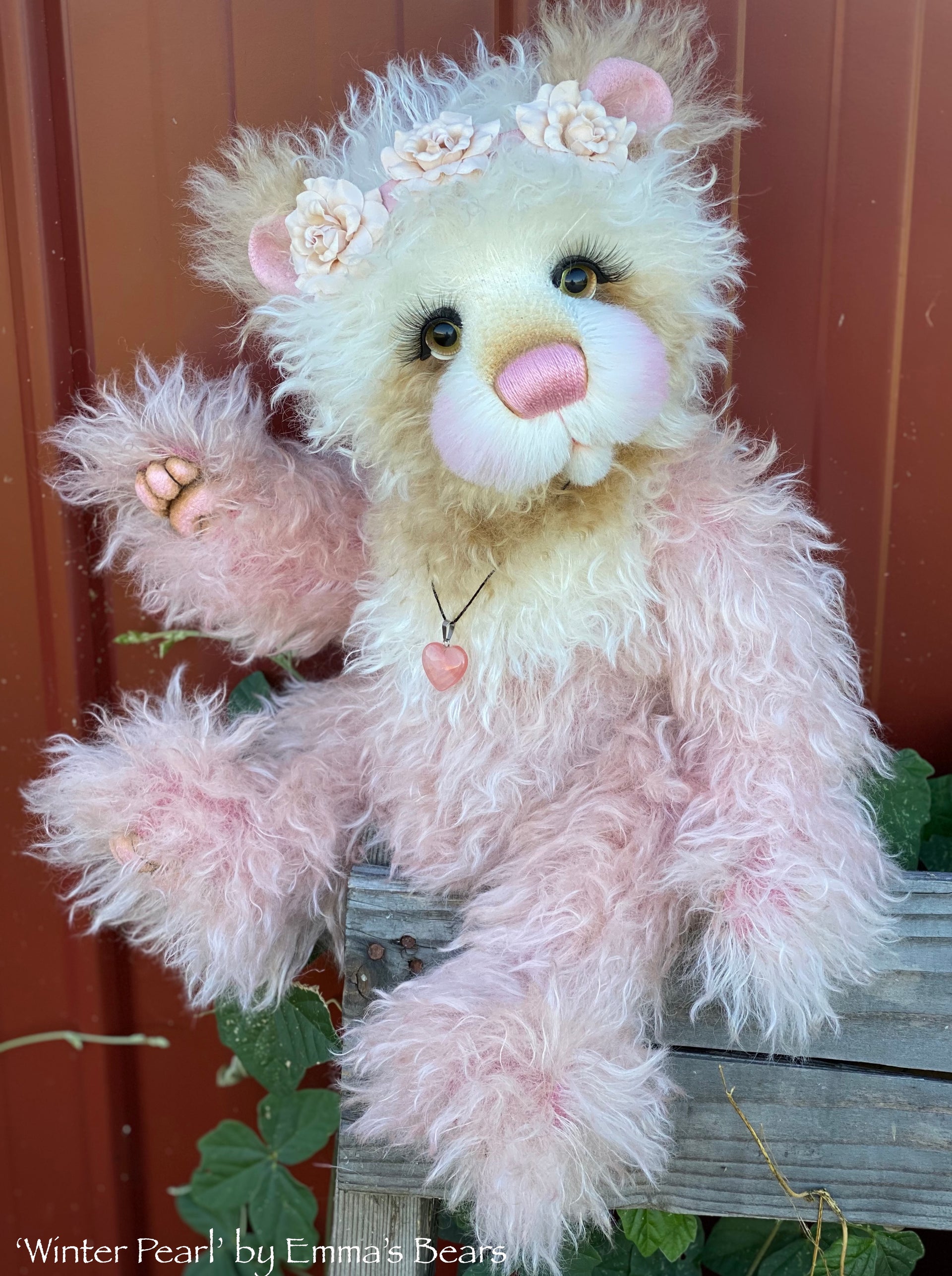 Winter Pearl - 18" Hand-Dyed Mohair Artist Baby Bear by Emma's Bears - OOAK