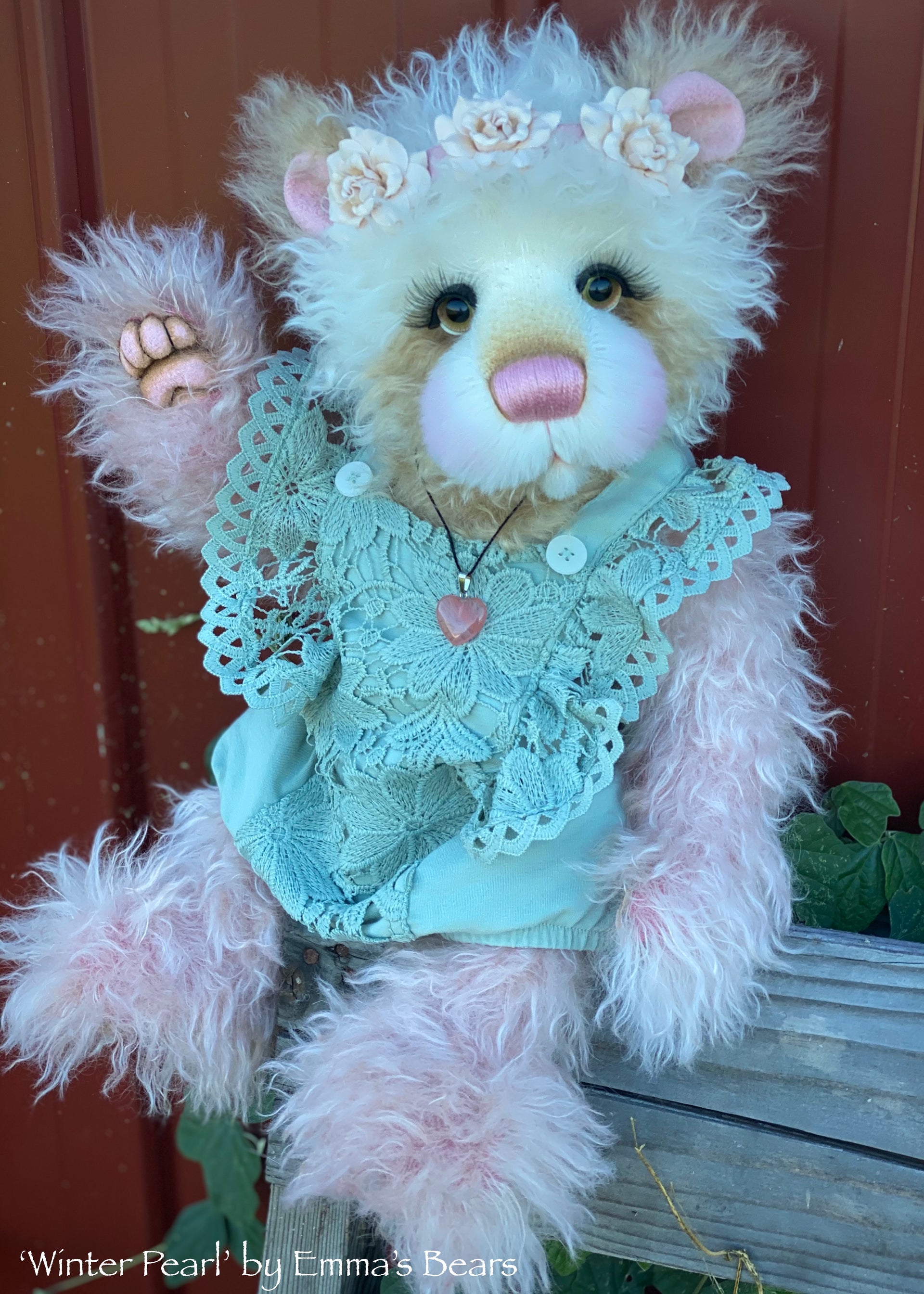 Winter Pearl - 18" Hand-Dyed Mohair Artist Baby Bear by Emma's Bears - OOAK