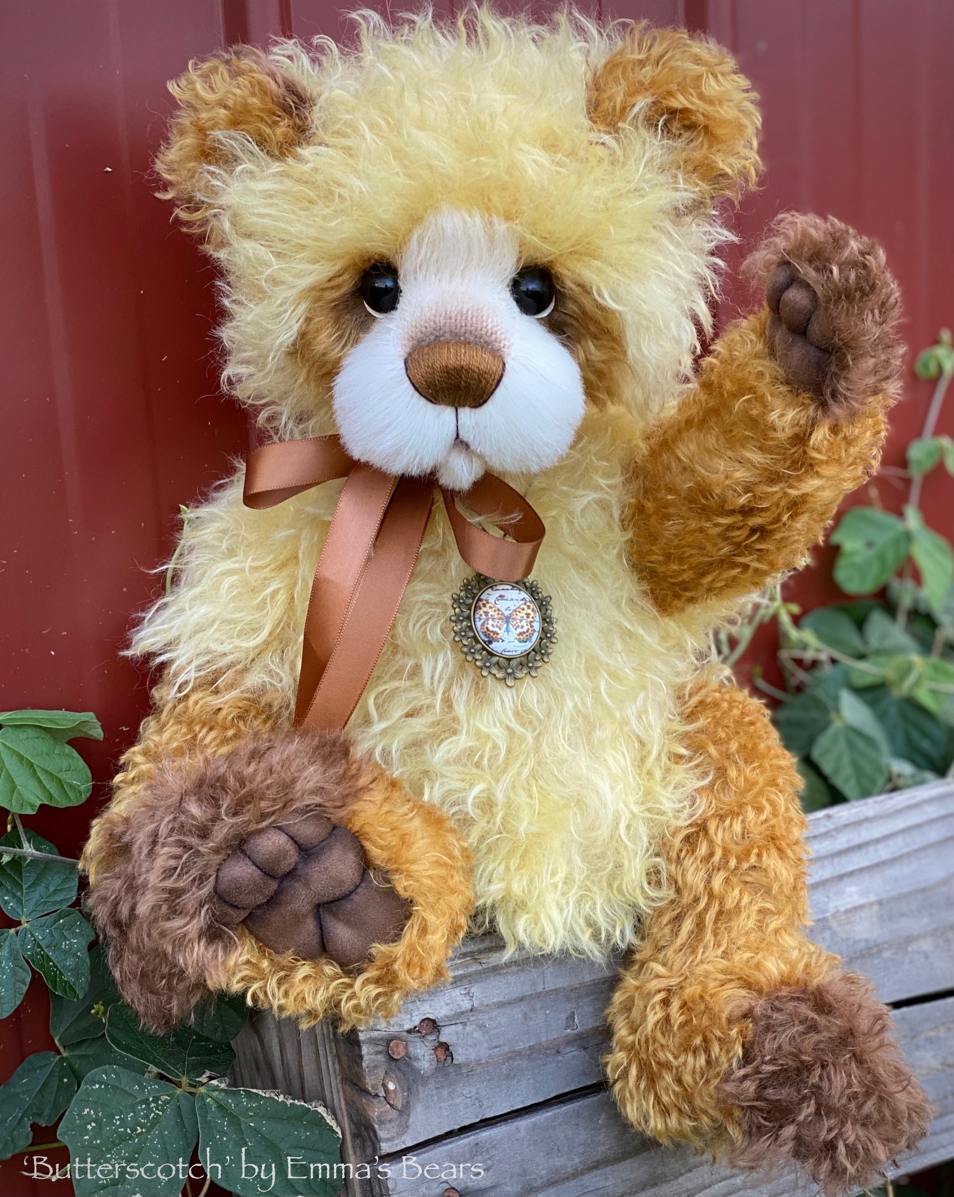 Butterscotch - 18" Hand-Dyed Mohair Artist Bear by Emma's Bears - OOAK