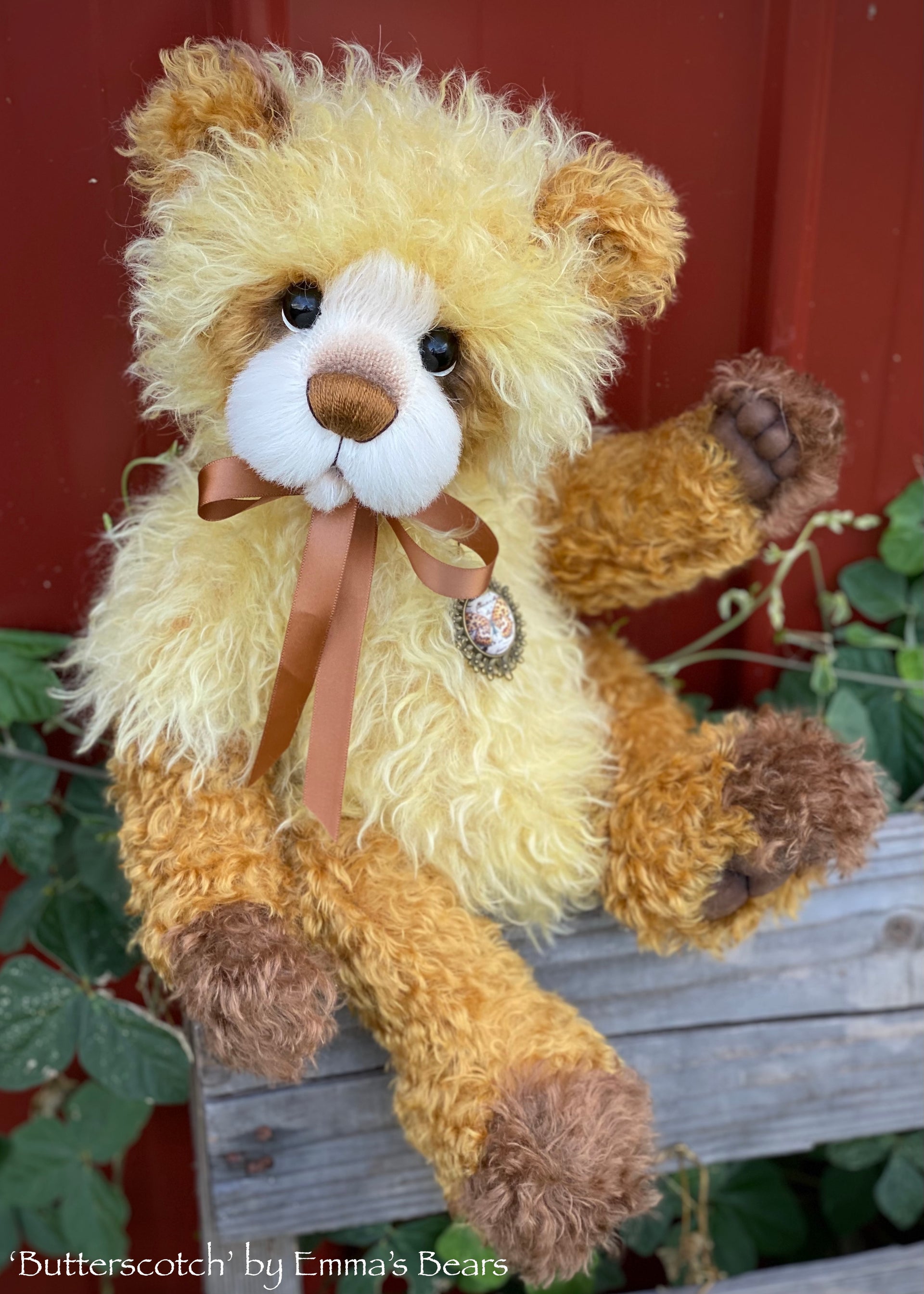 Butterscotch - 18" Hand-Dyed Mohair Artist Bear by Emma's Bears - OOAK