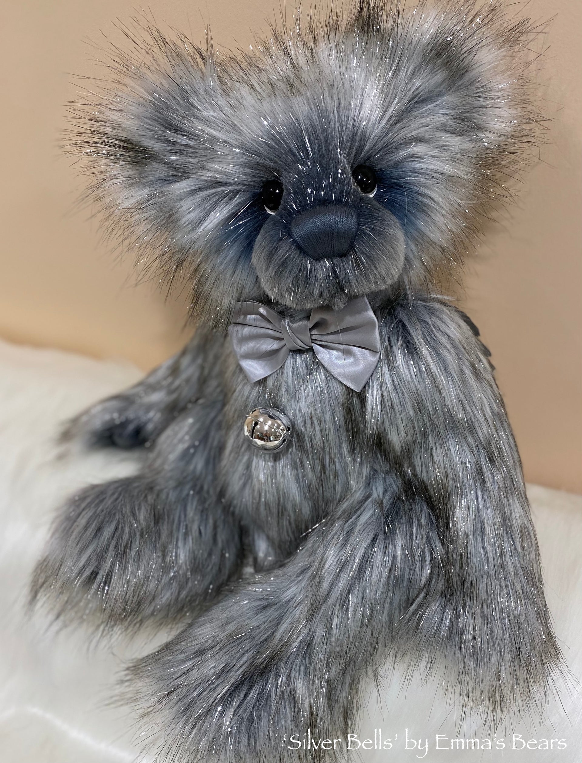 'Silver Bells' - 22" Christmas 2021 Faux Fur Artist Baby Bear by Emma's Bears - OOAK