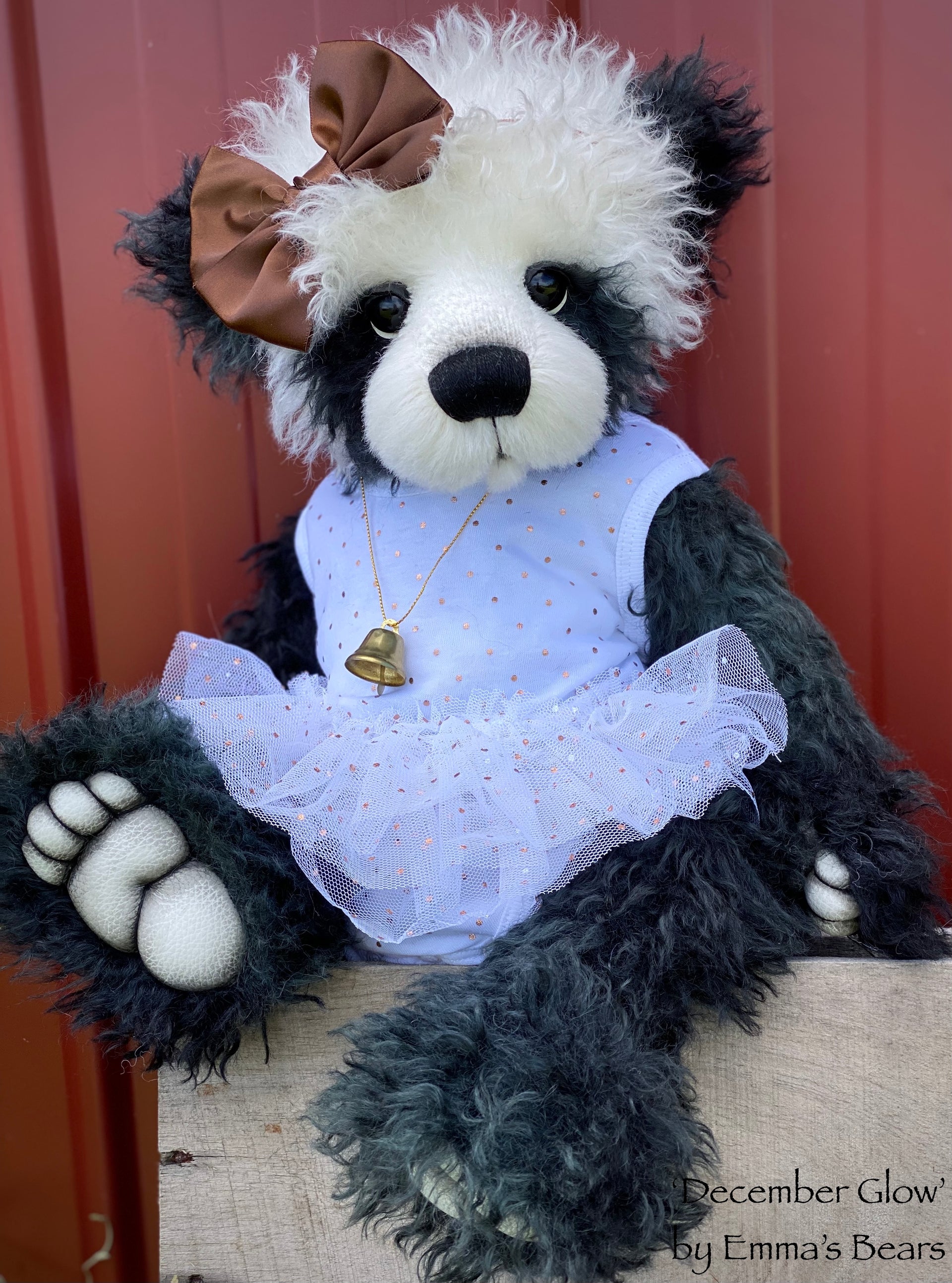 December Glow - 18" Christmas 2021 Mohair Artist Baby Bear by Emma's Bears - OOAK