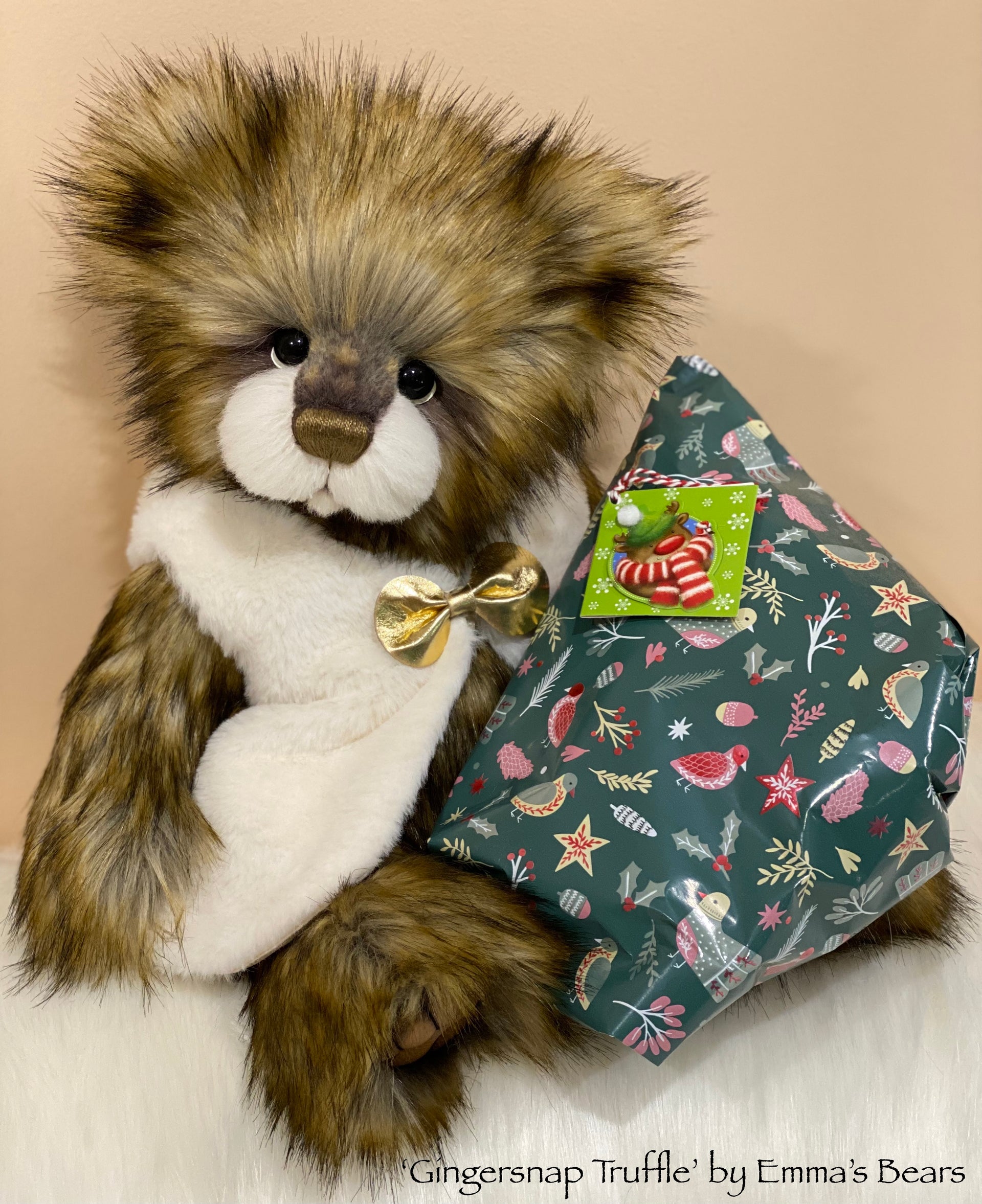 Gingersnap Truffle - 15" Christmas 2021 Faux Fur Artist Baby Bear by Emma's Bears - OOAK