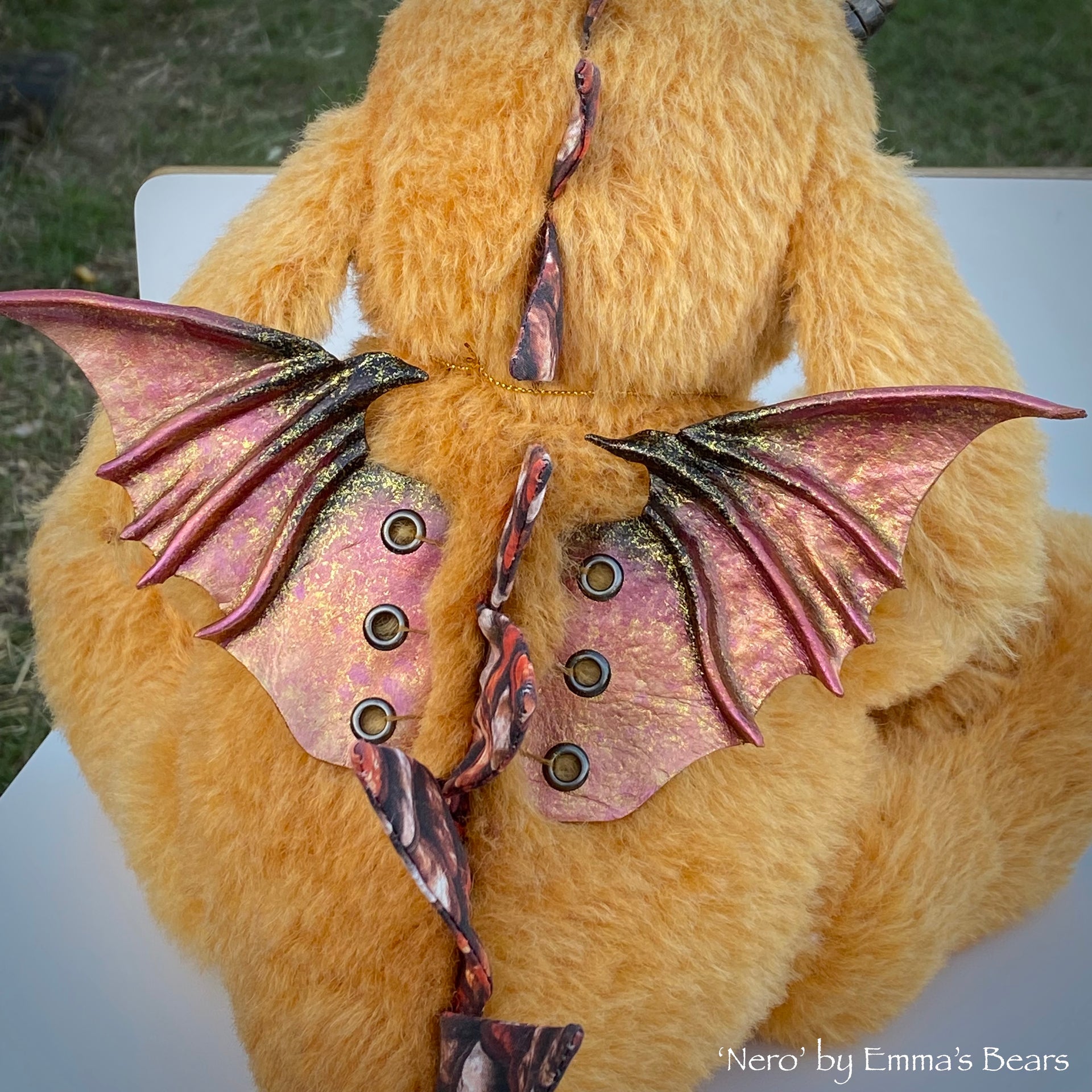 Nero - 15" alpaca Artist Baby Dragon by Emmas Bears - OOAK