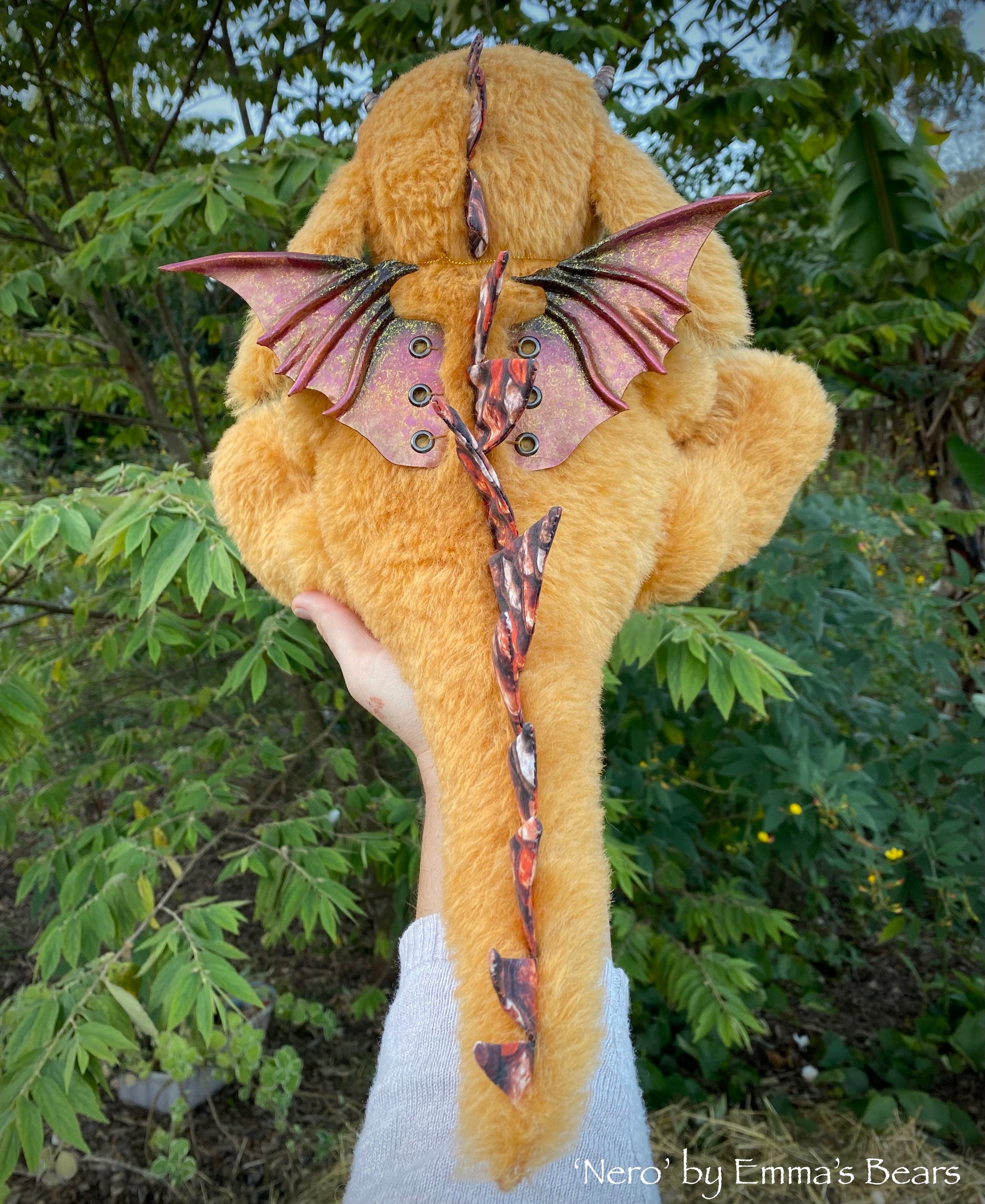 Nero - 15" alpaca Artist Baby Dragon by Emmas Bears - OOAK