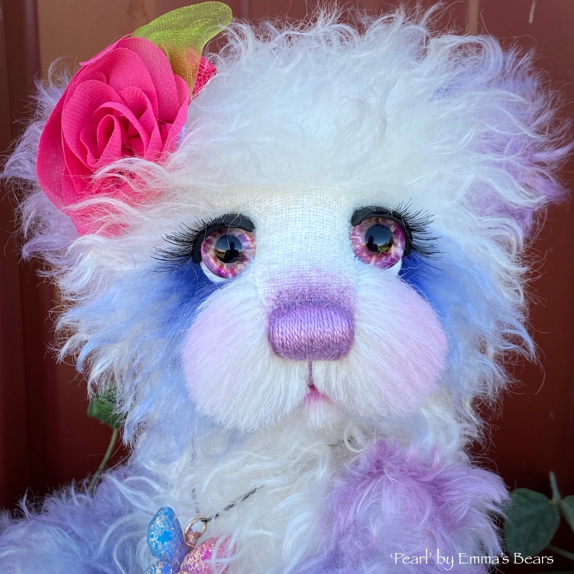 Pearl - 13" curly kid mohair artist bear by Emma's Bears  - OOAK