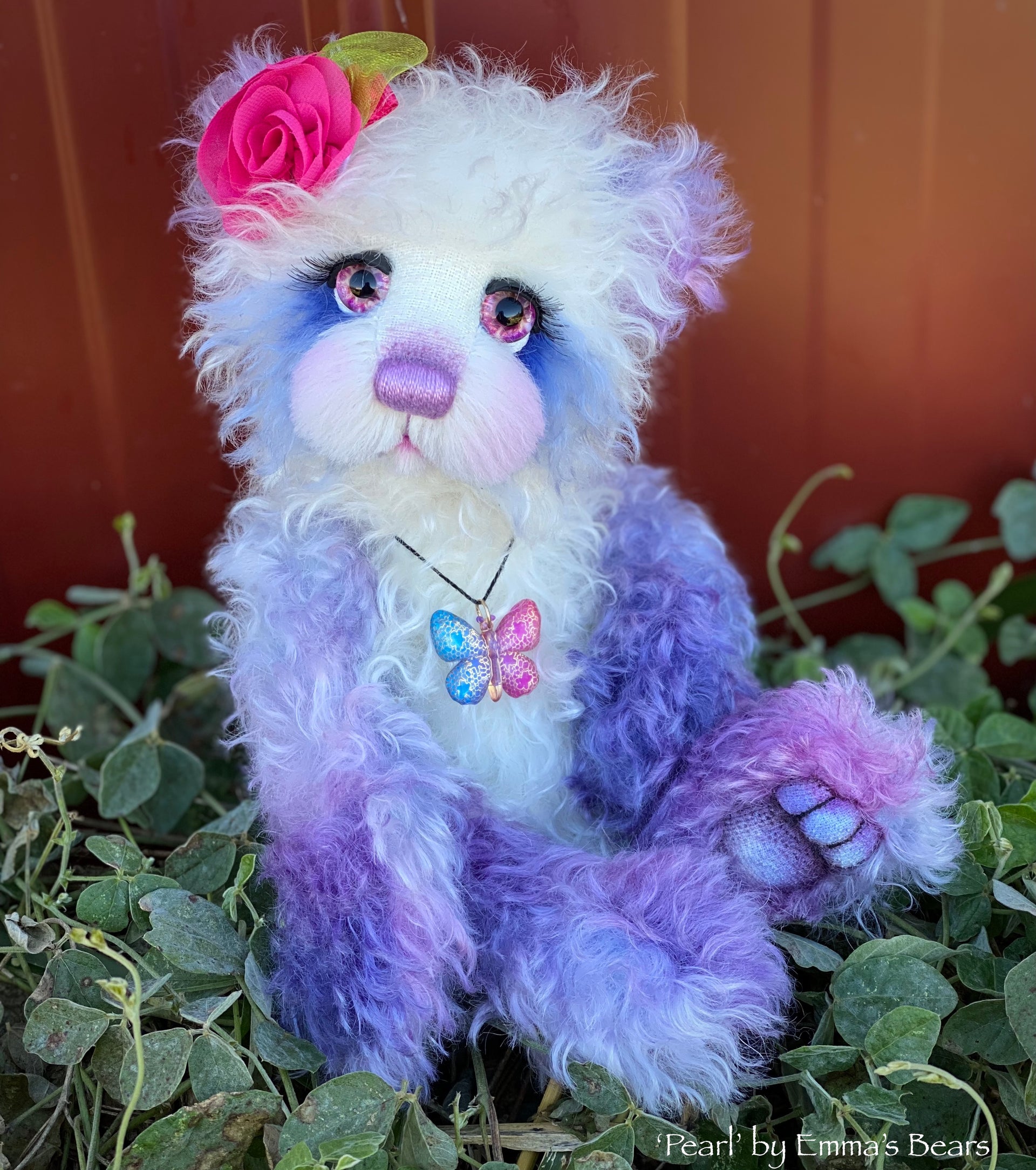 Pearl - 13" curly kid mohair artist bear by Emma's Bears  - OOAK