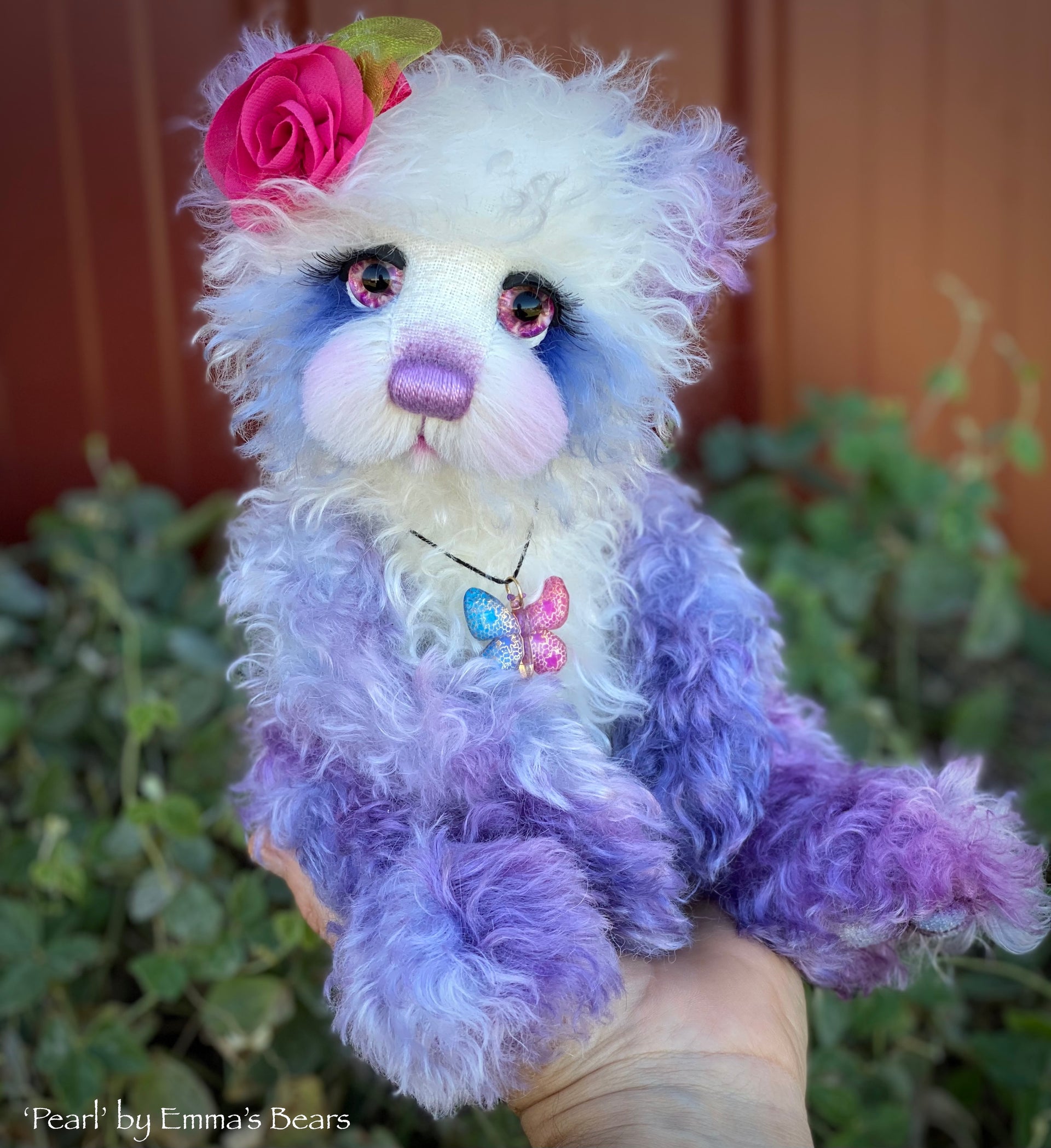 Pearl - 13" curly kid mohair artist bear by Emma's Bears  - OOAK