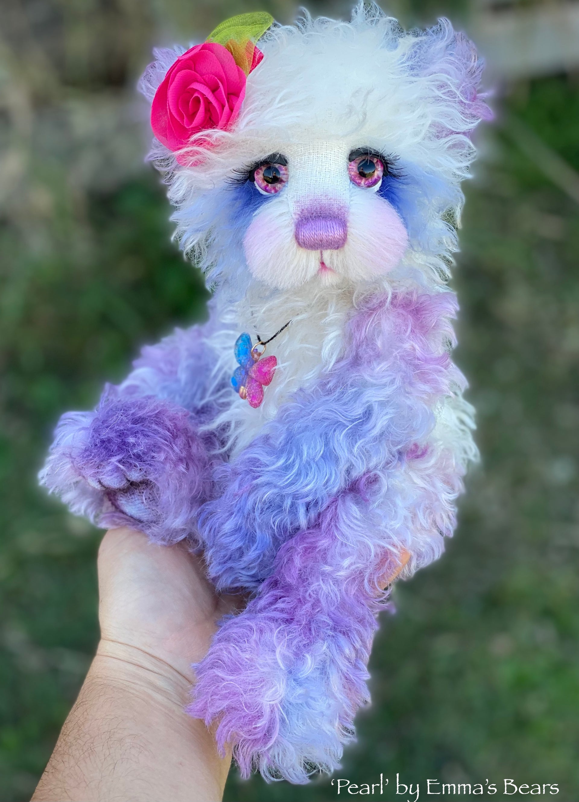 Pearl - 13" curly kid mohair artist bear by Emma's Bears  - OOAK