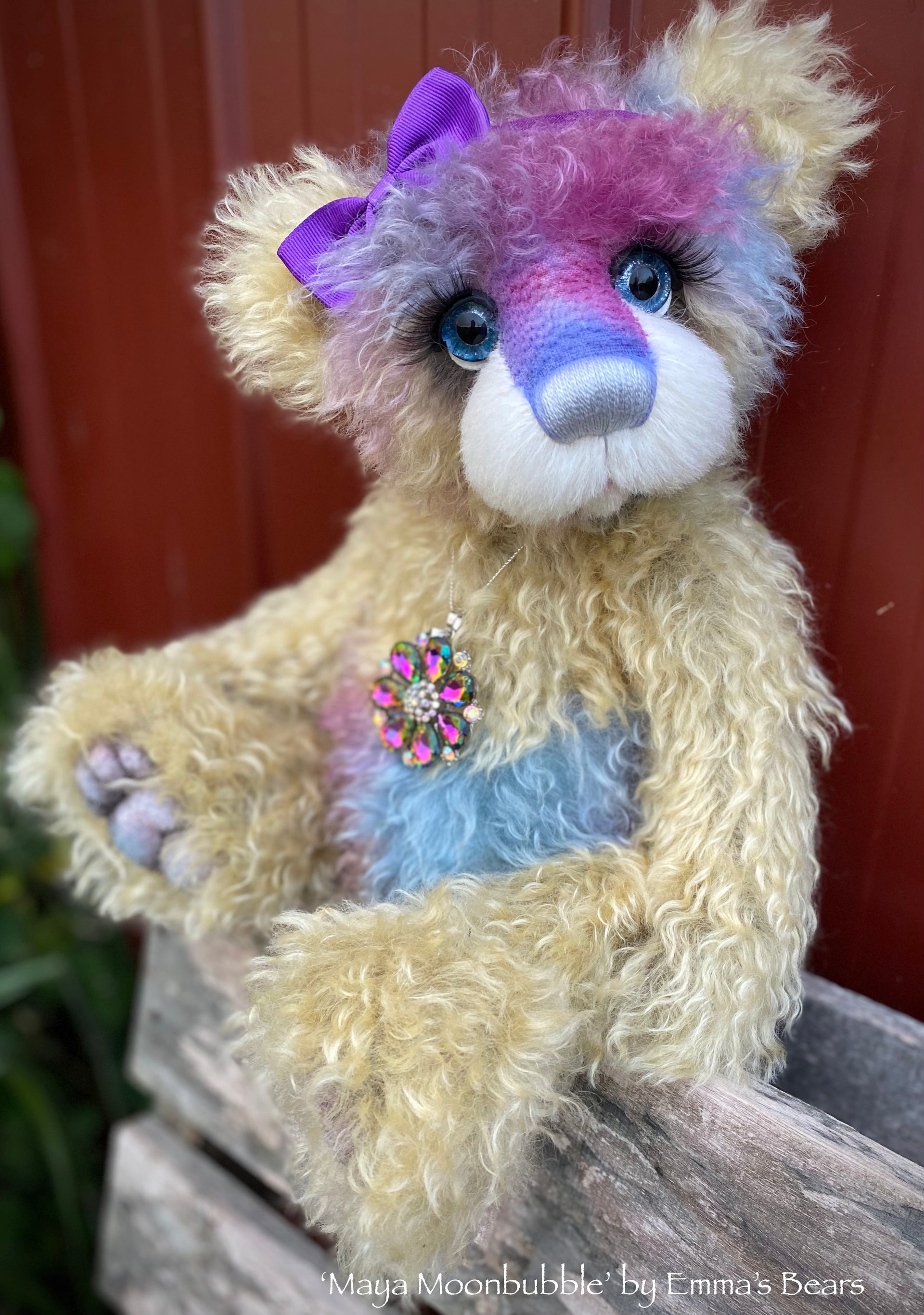 Maya Moonbubble - 18" Hand-Dyed Mohair Artist Bear by Emma's Bears - OOAK