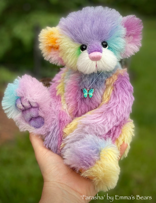 Farasha - 12" Hand Dyed Rainbow Alpaca Artist Bear by Emma's Bears - OOAK