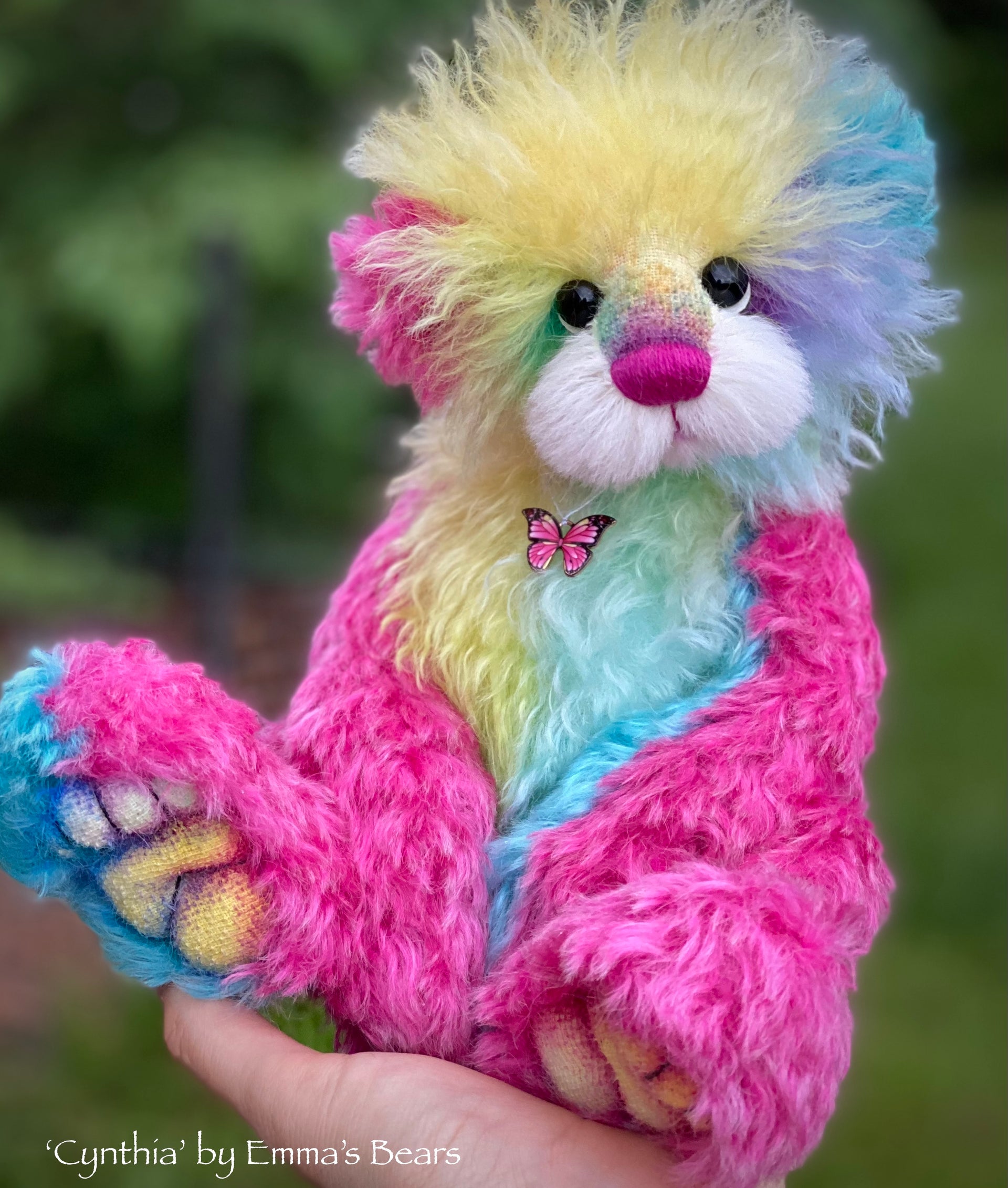 Cynthia - 12" Hand Dyed Rainbow Mohair Artist Bear by Emma's Bears - OOAK