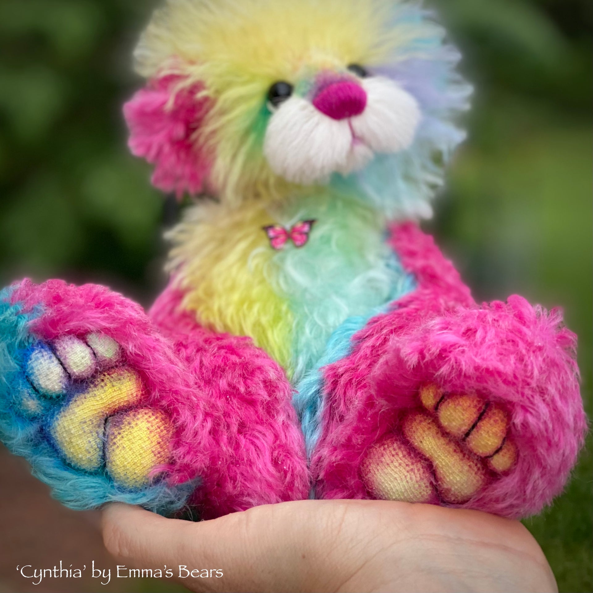Cynthia - 12" Hand Dyed Rainbow Mohair Artist Bear by Emma's Bears - OOAK