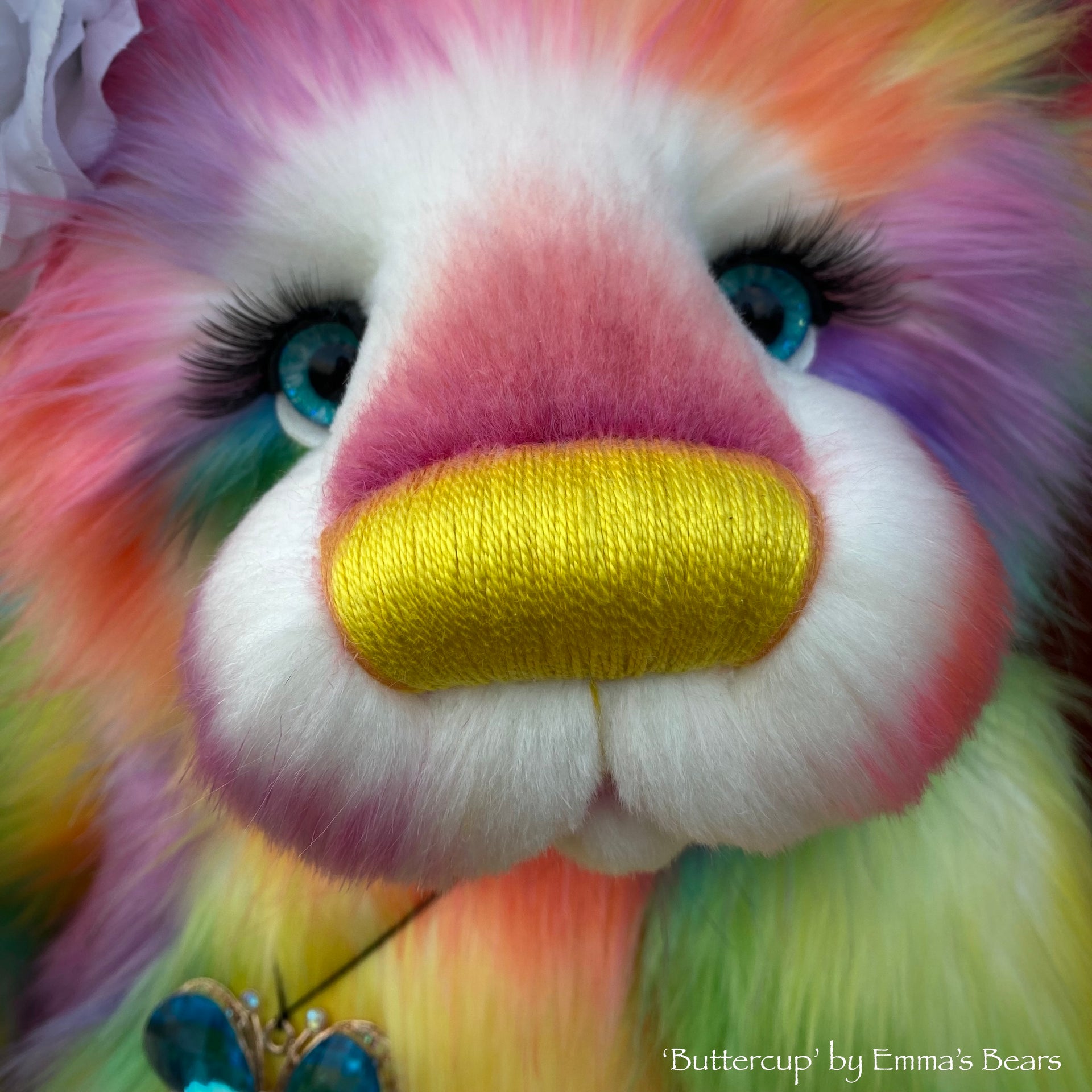 Buttercup - 23" Rainbow Faux Fur Artist Bear by Emma's Bears - OOAK