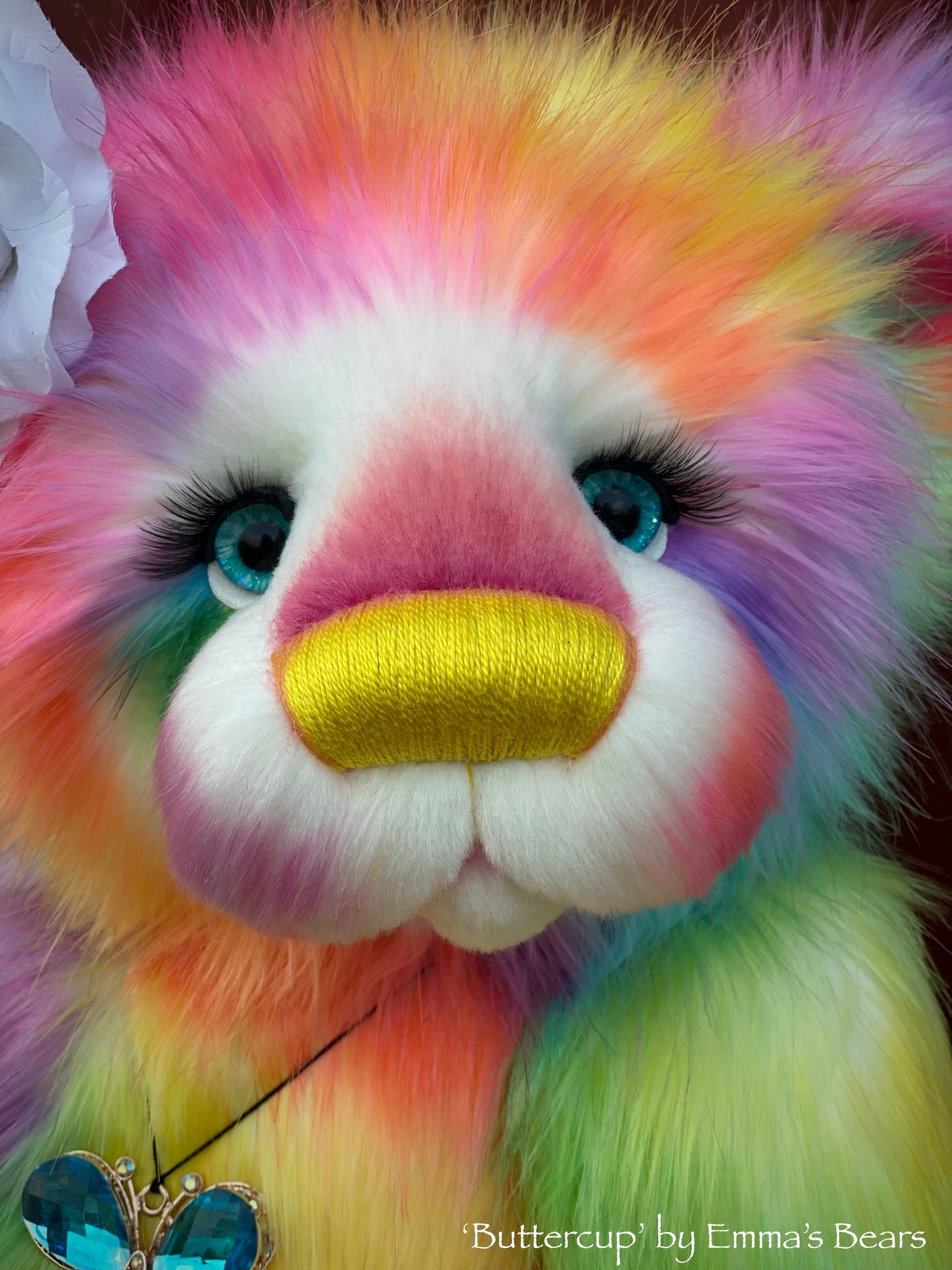 Buttercup - 23" Rainbow Faux Fur Artist Bear by Emma's Bears - OOAK