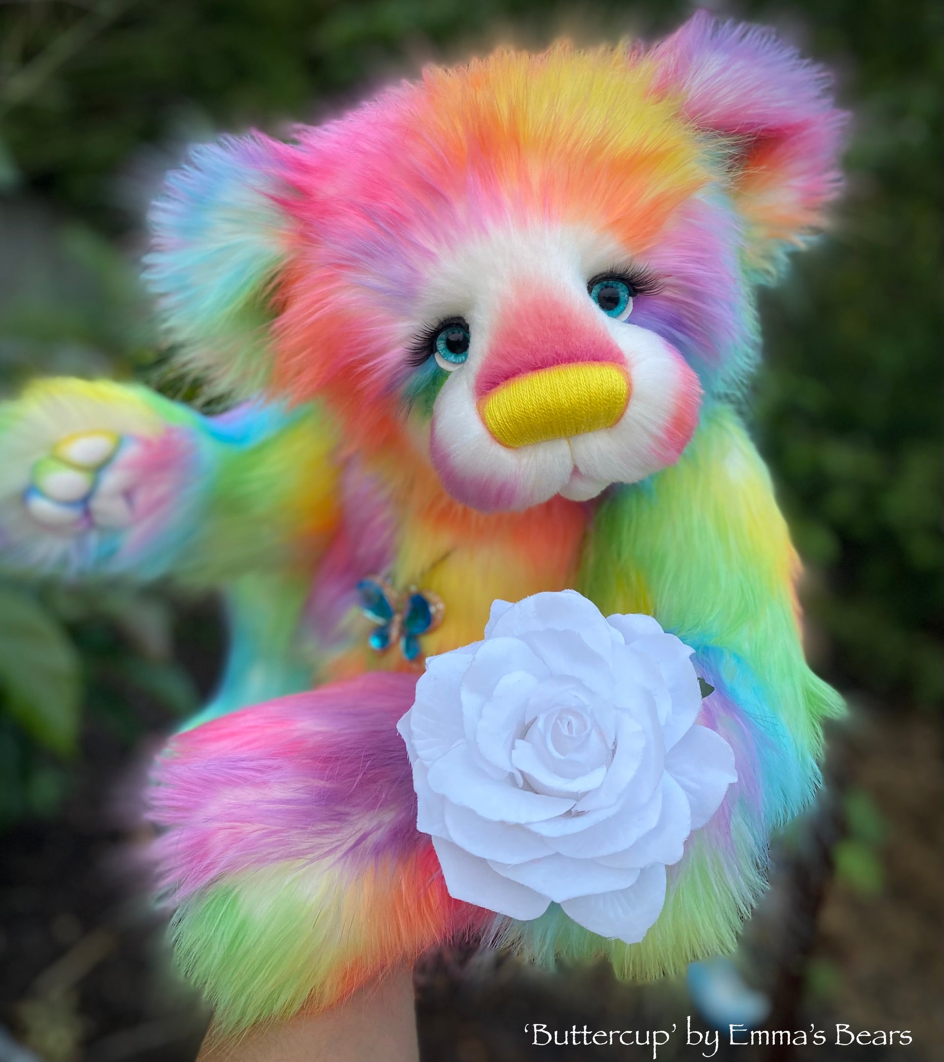 Buttercup - 23" Rainbow Faux Fur Artist Bear by Emma's Bears - OOAK