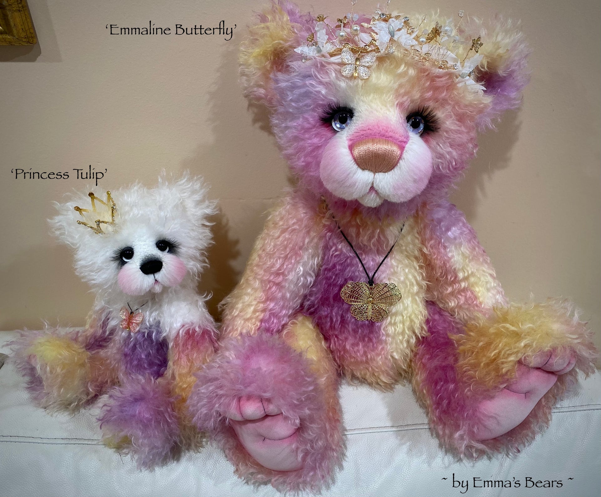 Princess Tulip - 13" Hand Dyed Easter Curlylocks Mohair Artist Bear by Emma's Bears - OOAK