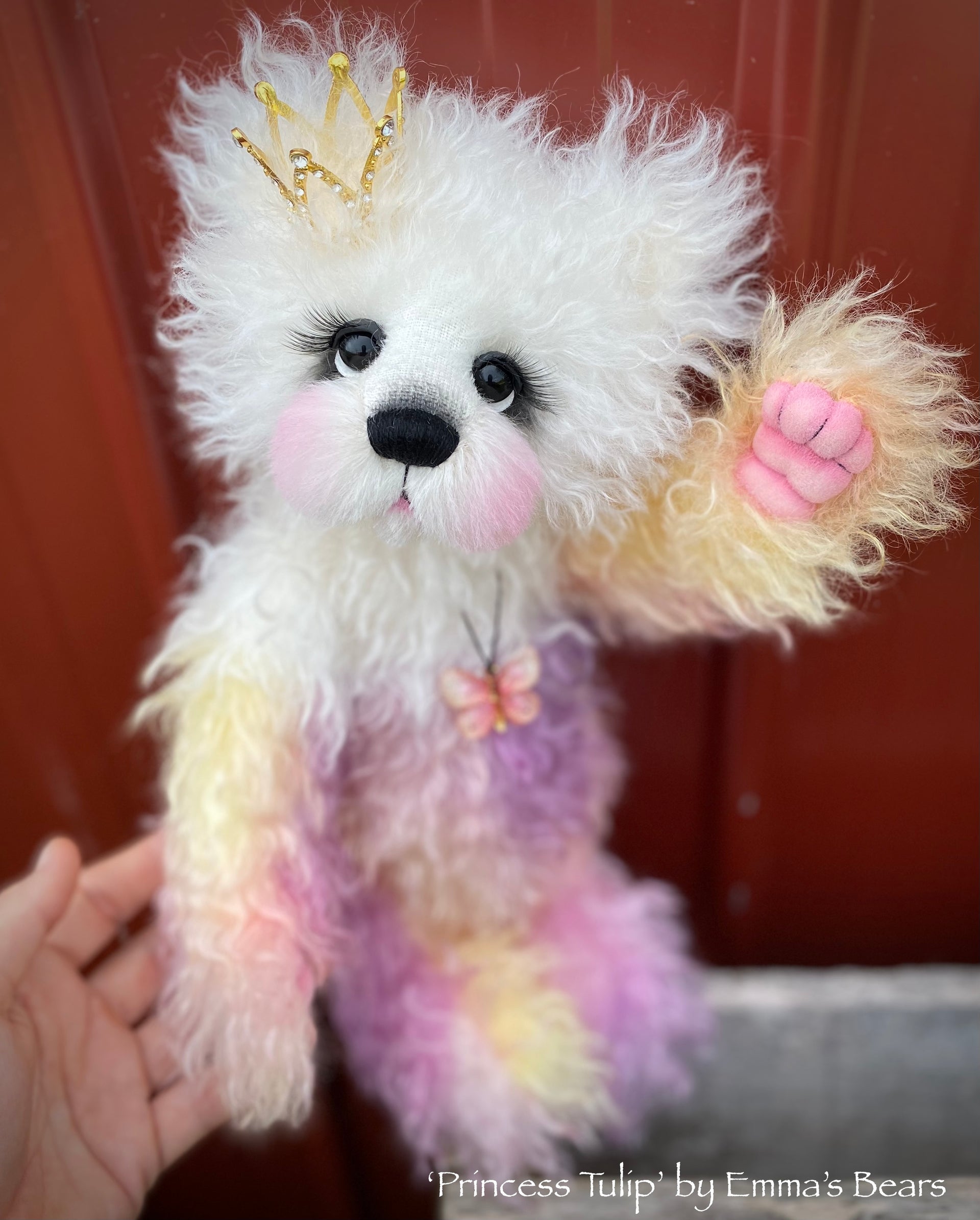 Princess Tulip - 13" Hand Dyed Easter Curlylocks Mohair Artist Bear by Emma's Bears - OOAK